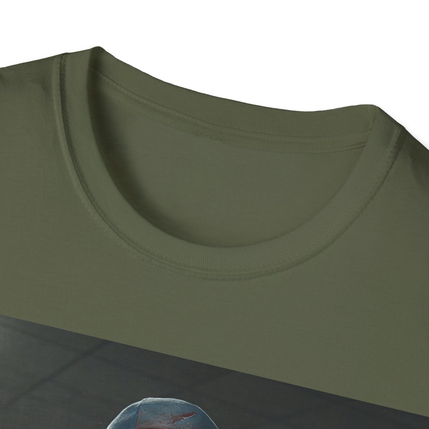 UK - Horror-Inspired Unisex Softstyle T-Shirt - Creepy Grocery Clerk Design