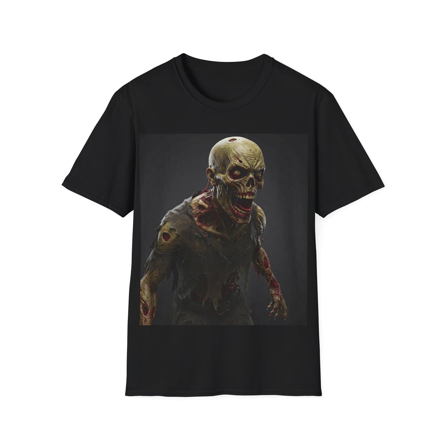 UK - Zombie Graphic Unisex Softstyle T-Shirt - Perfect for Halloween and Horror Fans