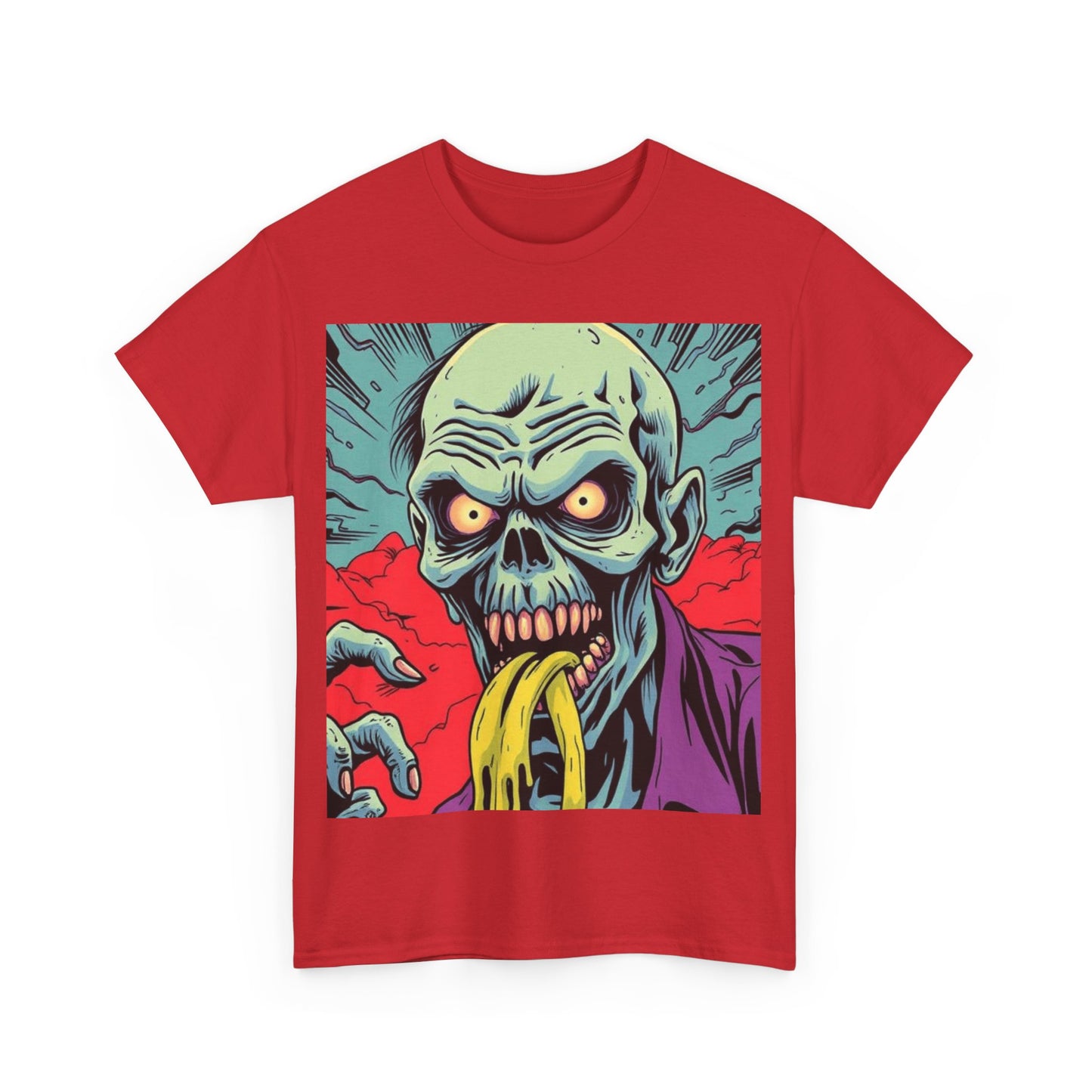 UK - Spooky Zombie Graphic Tee - Unisex Heavy Cotton T-Shirt for Halloween and Casual Wear