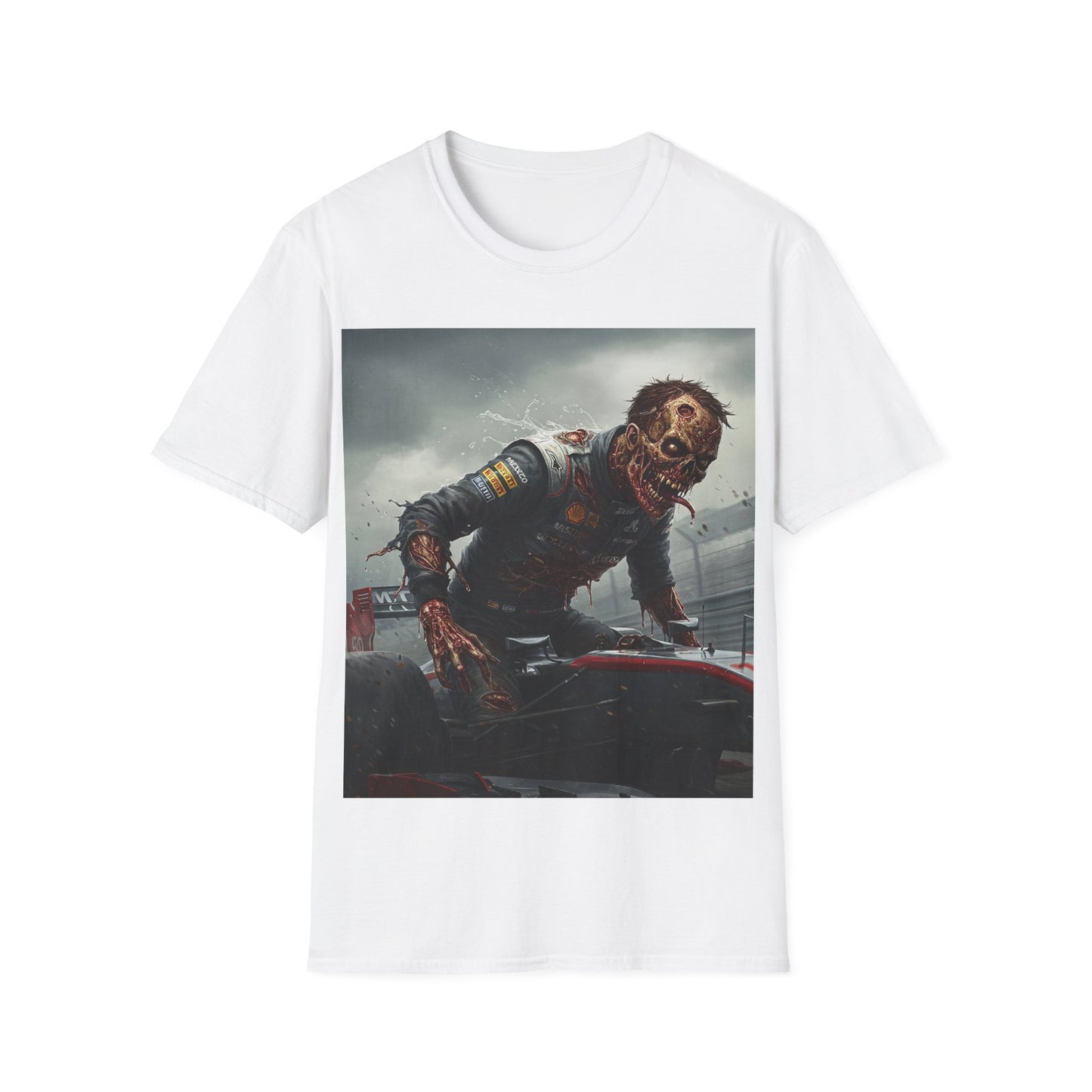UK - Zombie Racing Unisex Softstyle T-Shirt - Horror Meets Motorsport