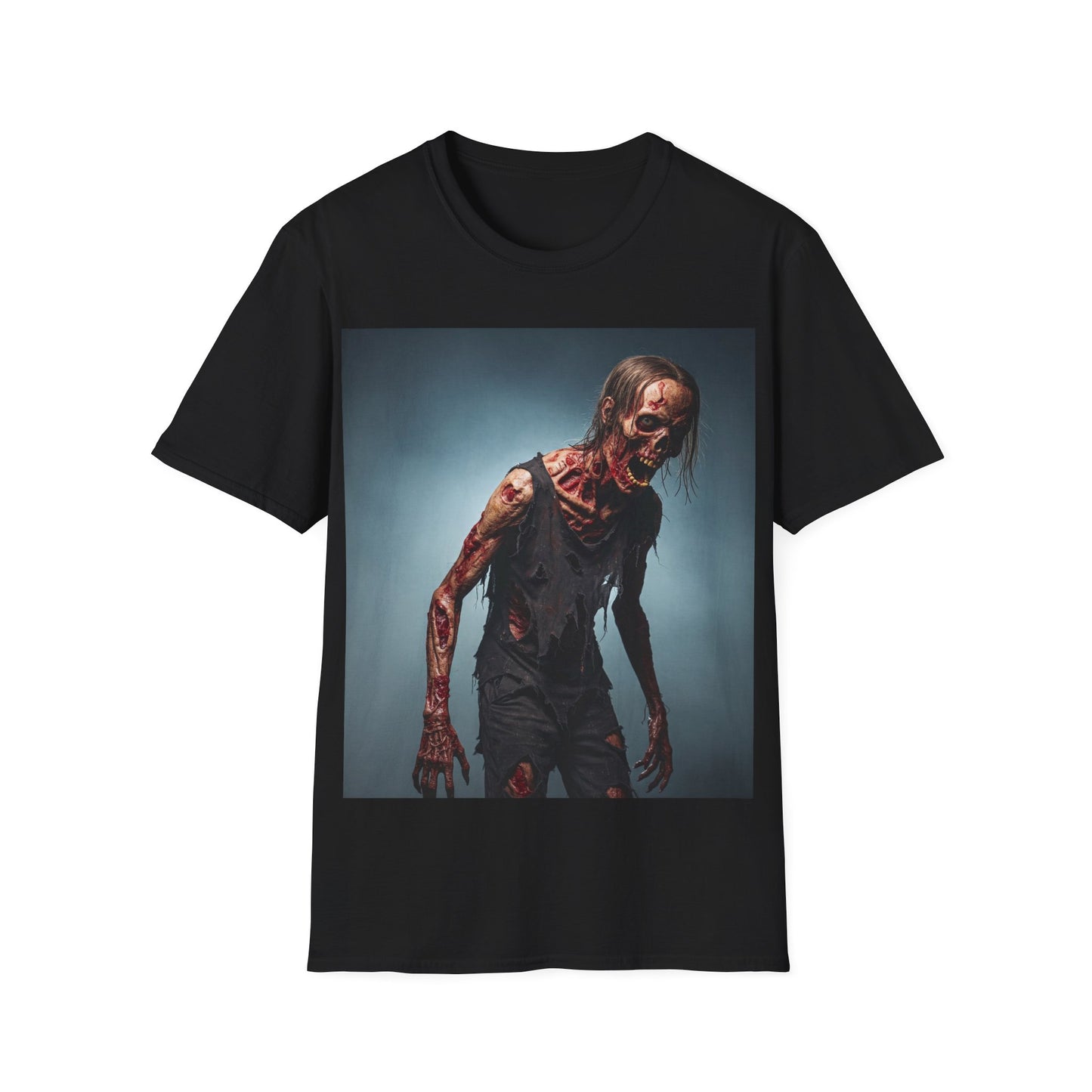 UK - Zombie Graphic Unisex Softstyle T-Shirt - Perfect for Halloween and Horror Fans