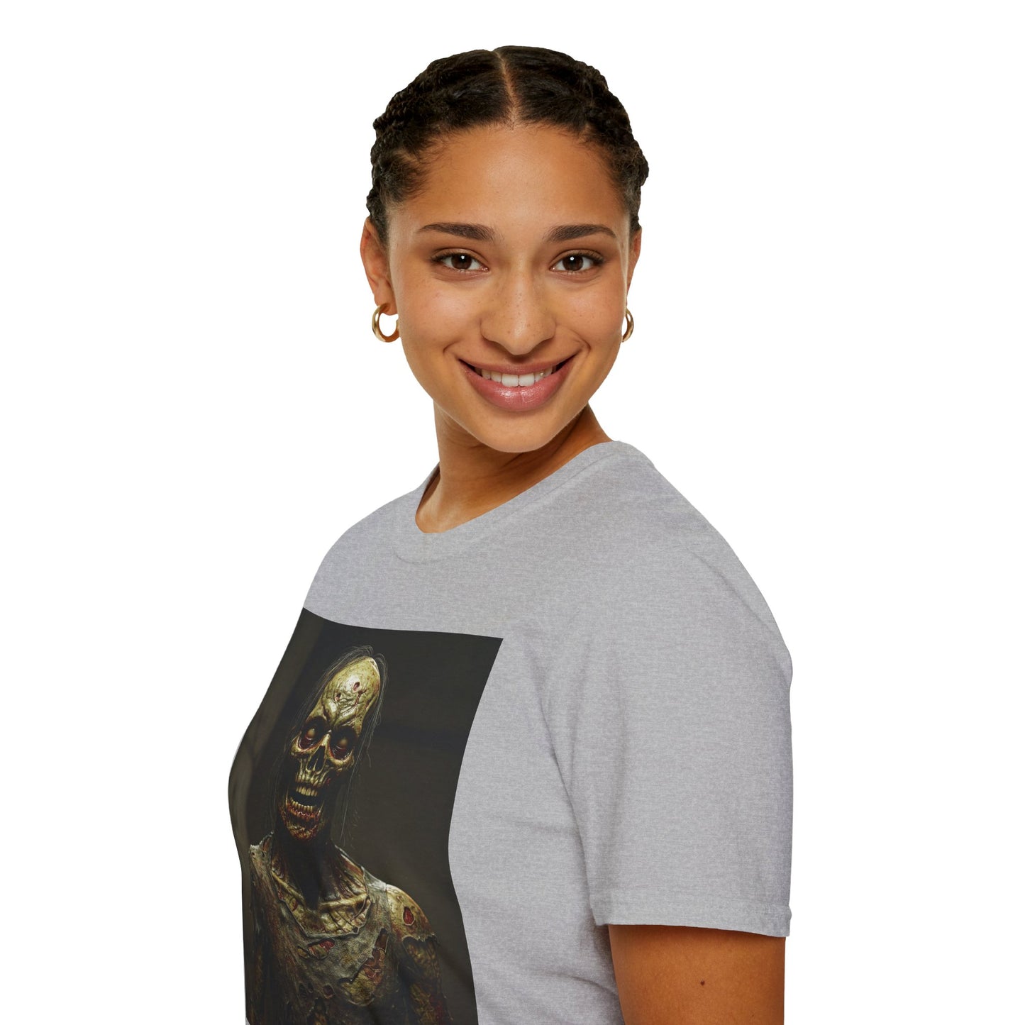 Creepy Horror-Themed Unisex Softstyle T-Shirt for Halloween