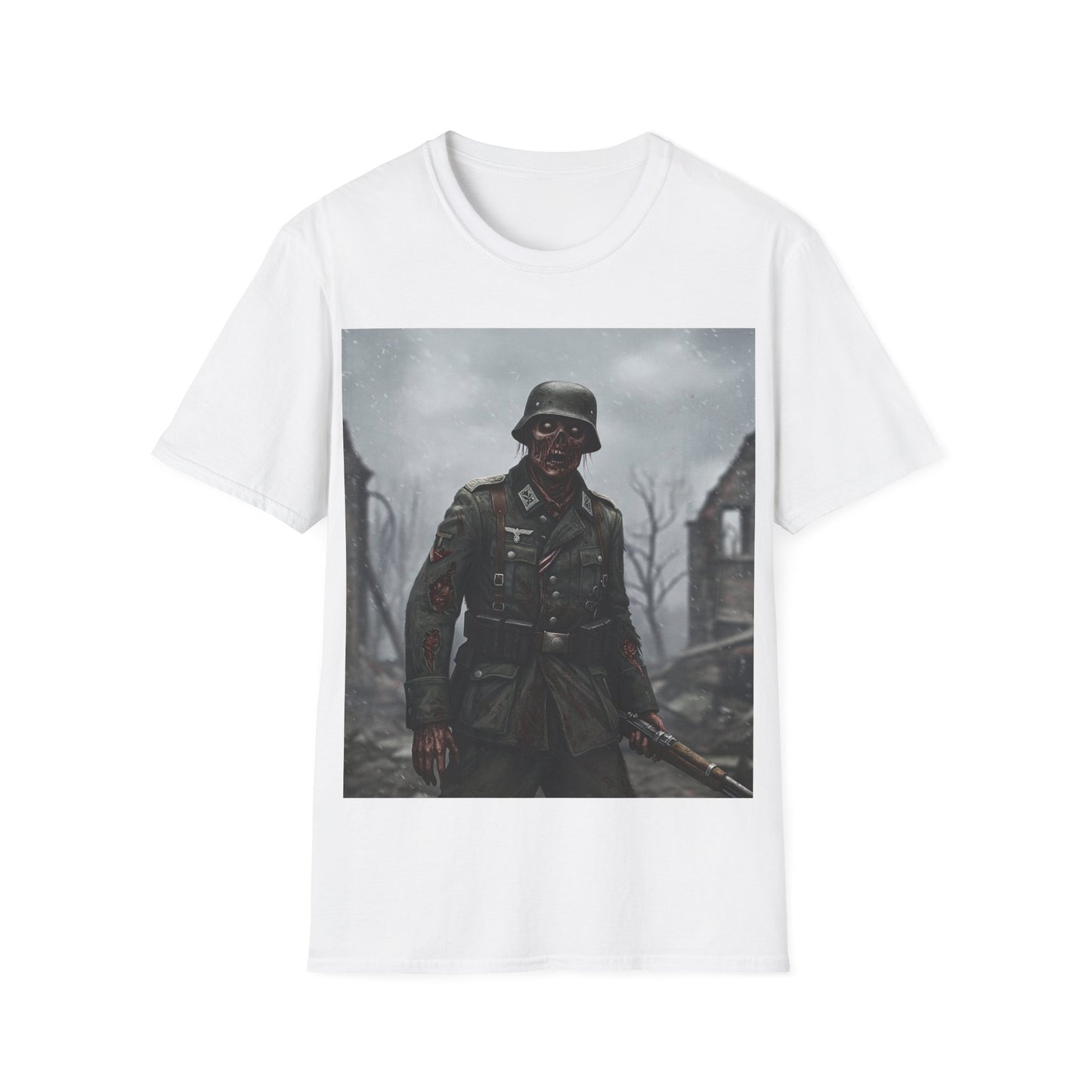 UK - Unisex Softstyle Graphic T-Shirt - Zombie Soldier Design