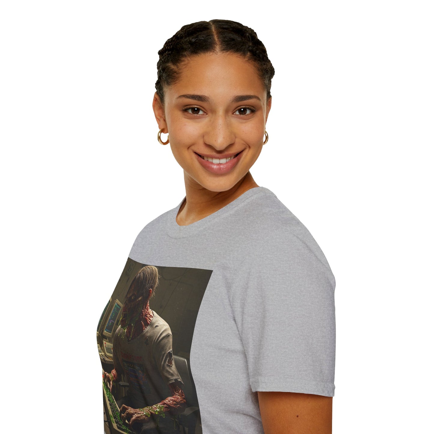 Zombie Hacker Unisex Softstyle T-Shirt - Retro Gaming Vibe