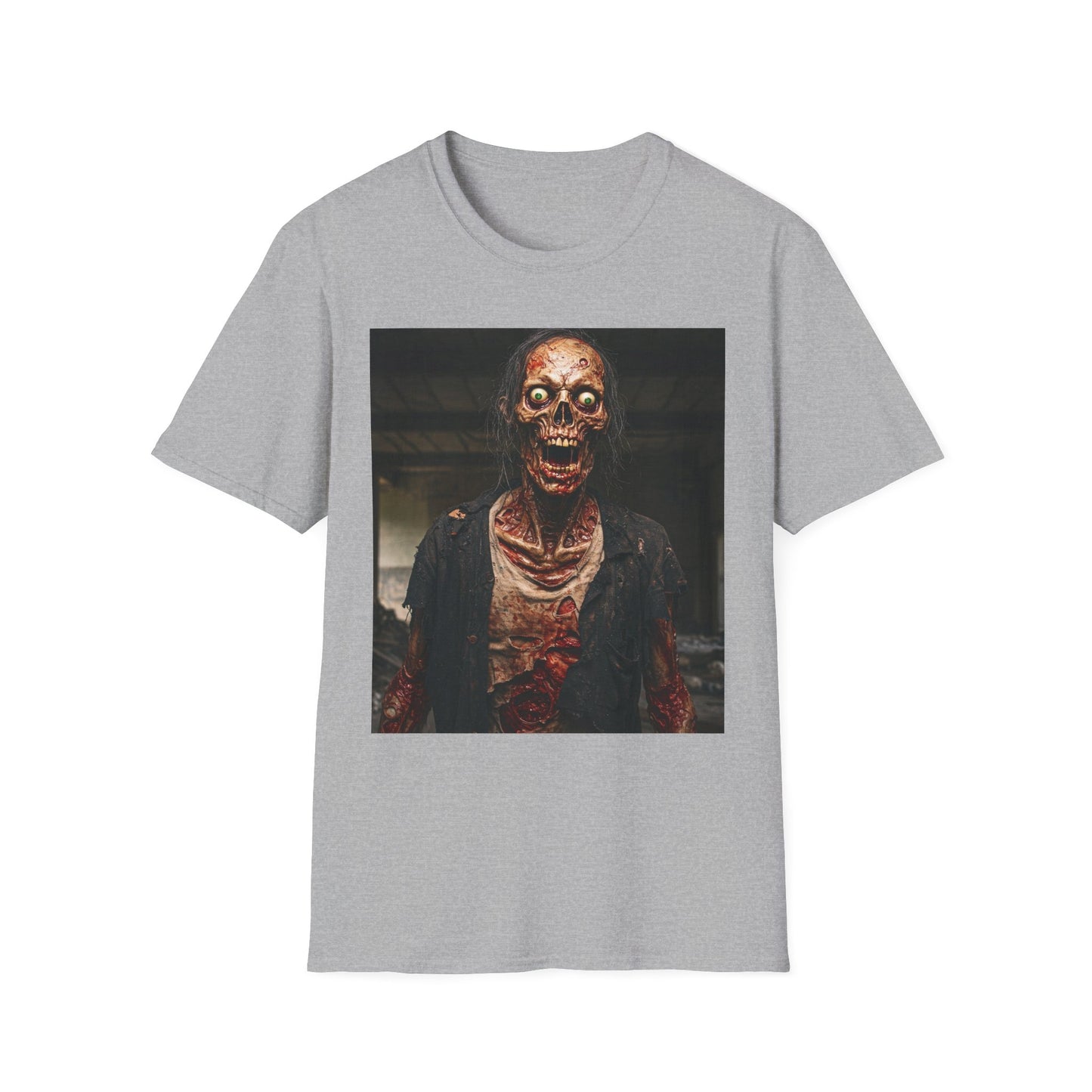 Apocalyptic Portrait Tee, bold, decaying zombie graphic