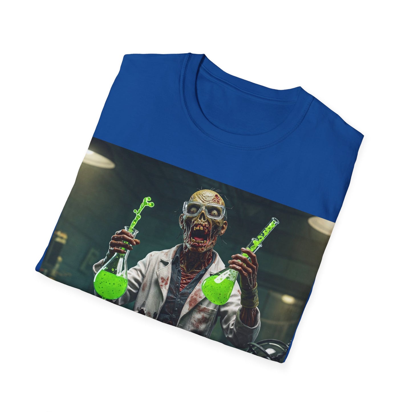 UK - Zombie Scientist Apocalyptic Portrait Tee, bold, decaying zombie graphic