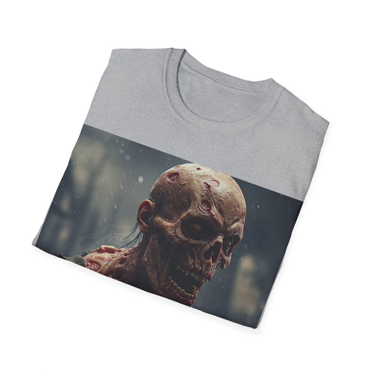 UK - Unisex Softstyle T-Shirt with Creepy Skeleton Design - Perfect for Halloween and Horror Fans