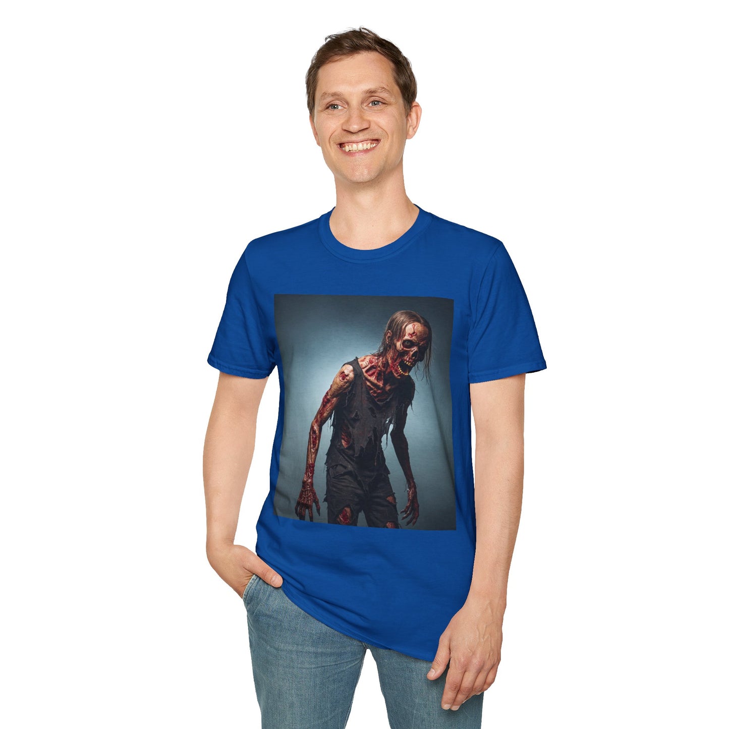Zombie Graphic Unisex Softstyle T-Shirt - Perfect for Halloween and Horror Fans
