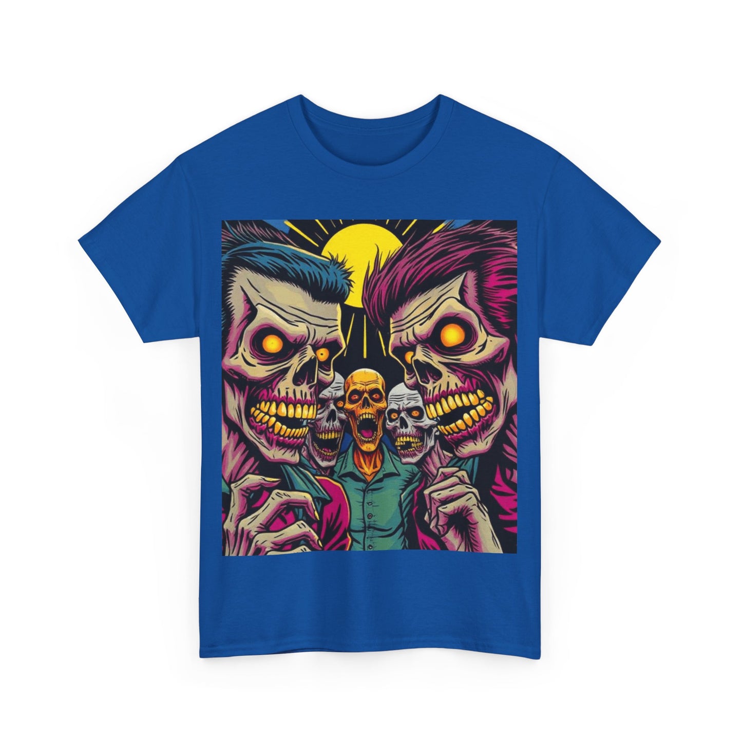 UK - Vibrant Skulls Unisex Heavy Cotton Tee - Edgy Graphic T-Shirt for Horror Fans