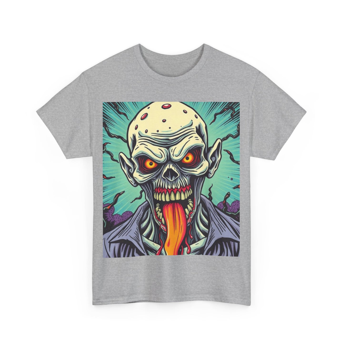 UK - Spooky Graphic Unisex Heavy Cotton Tee - Halloween Evil Zombie Design