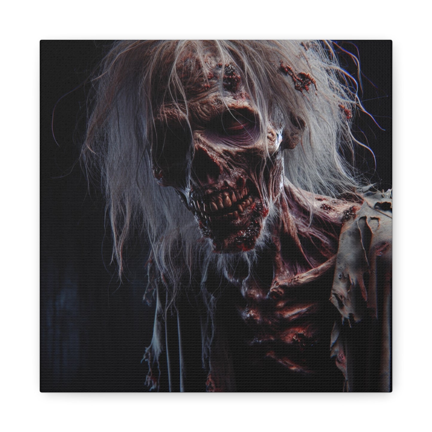 Creepy Zombie Wall Art Canvas - 12" Horror Decor