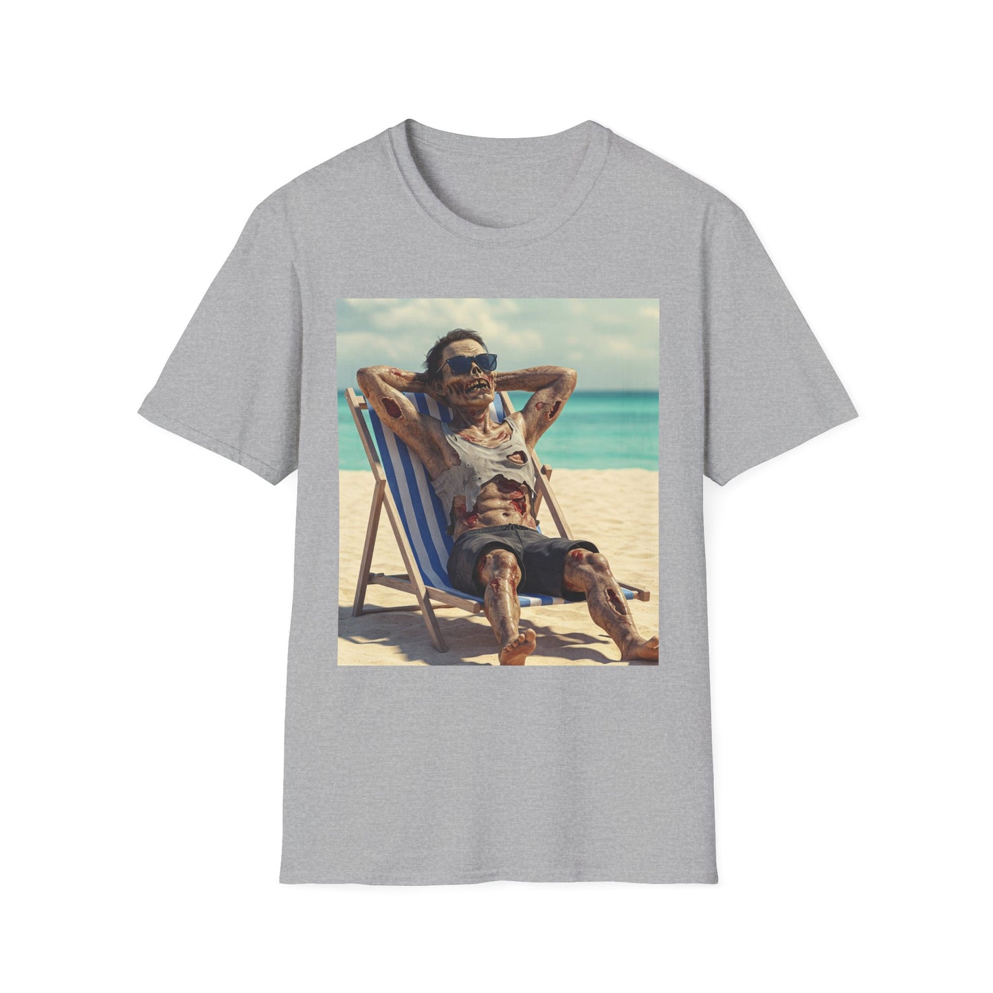 Chill Vibes Apocalyptic Portrait Tee, bold, decaying zombie graphic