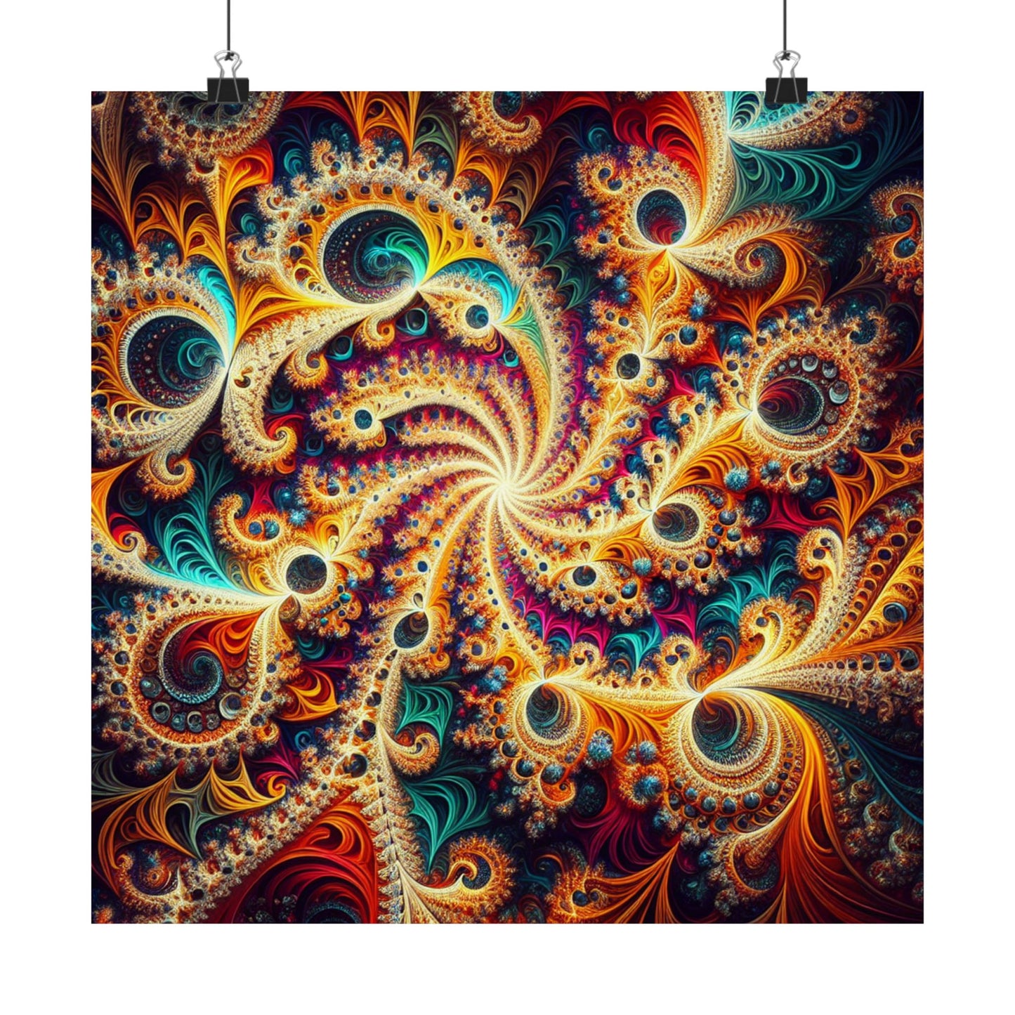 Vibrant Fractal Art Poster - Eye-Catching Matte Vertical Design for Modern Interiors