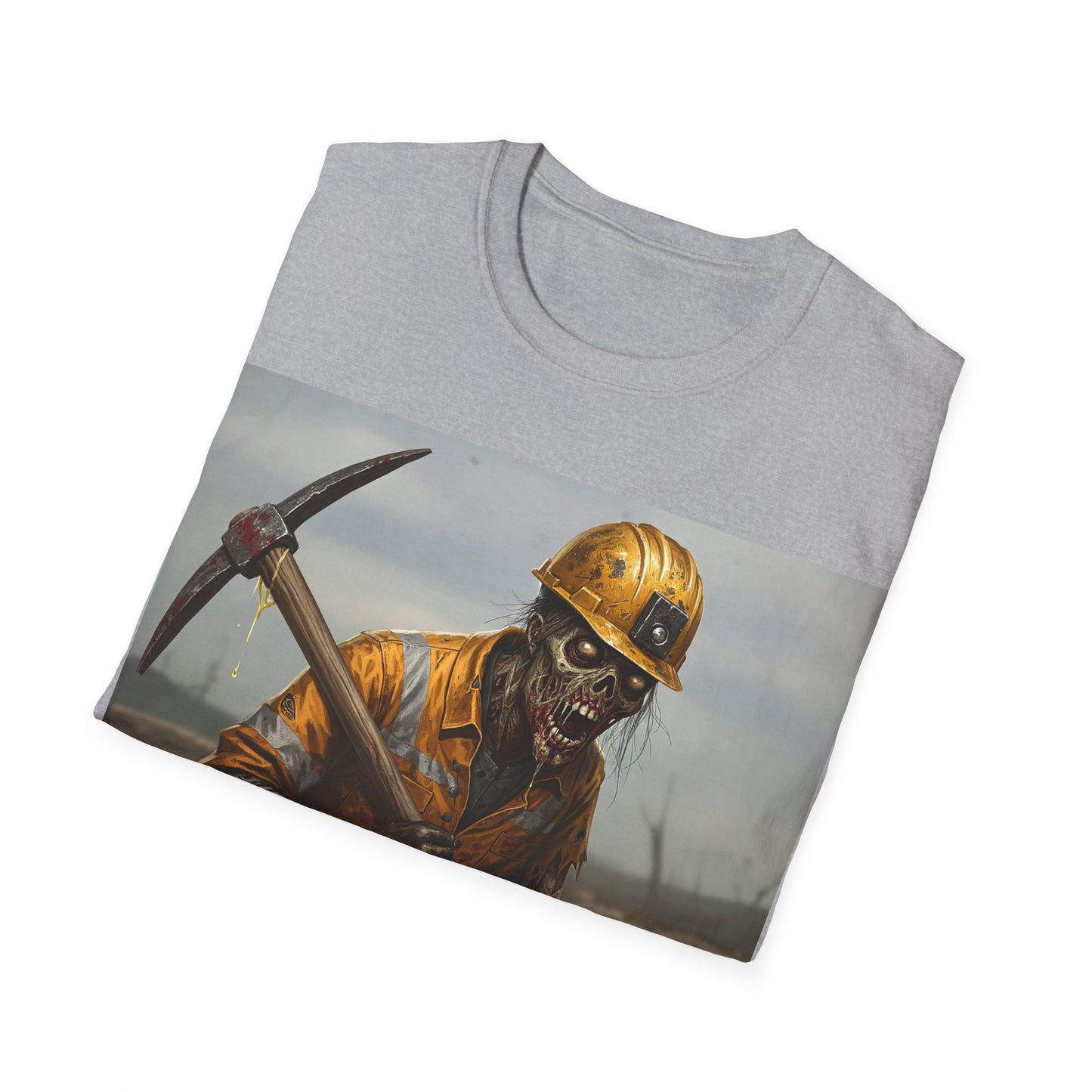 UK - Zombie Miner Unisex Softstyle T-Shirt | Spooky Graphic Tee for Horror Fans