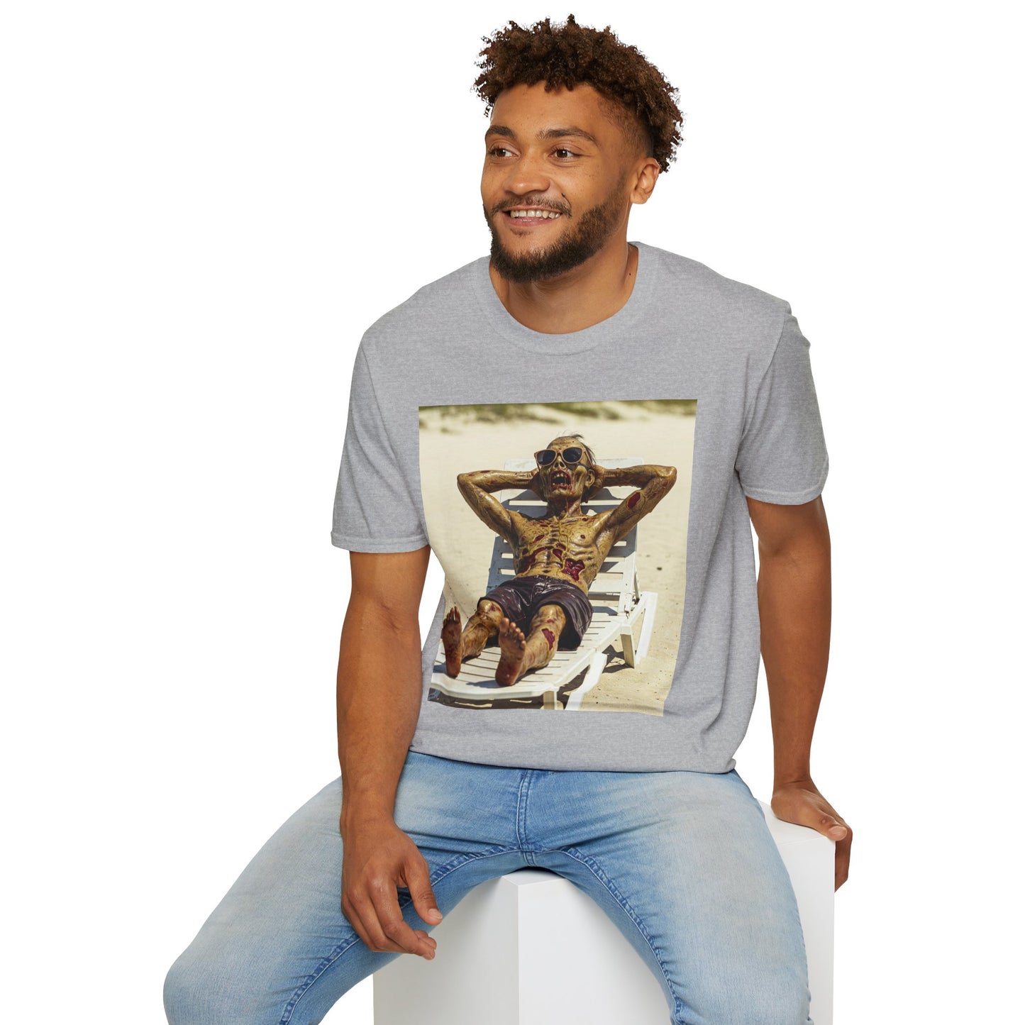 Chillin' Skeleton Unisex Softstyle T-Shirt - Perfect for Halloween & Casual Wear