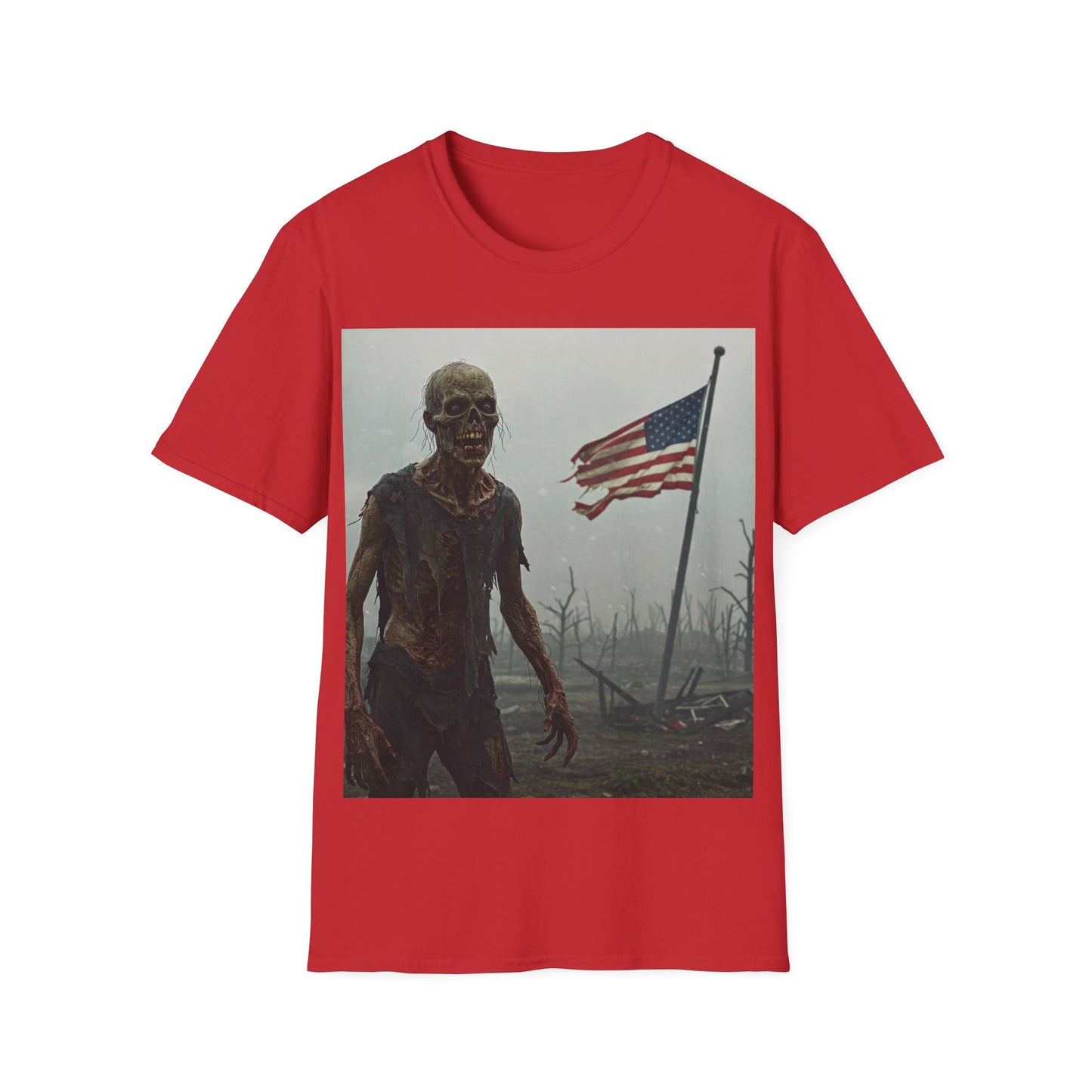 UK - Patriot Zombie Apocalypse Apocalyptic Portrait Tee, bold, decaying zombie graphic