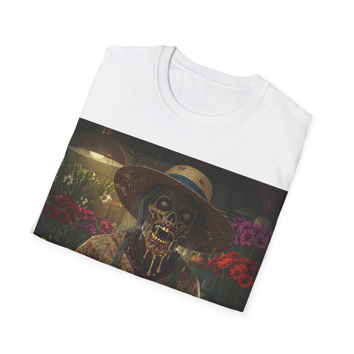 UK - Unisex Softstyle T-Shirt - Vintage Floral Skeleton Design for Halloween