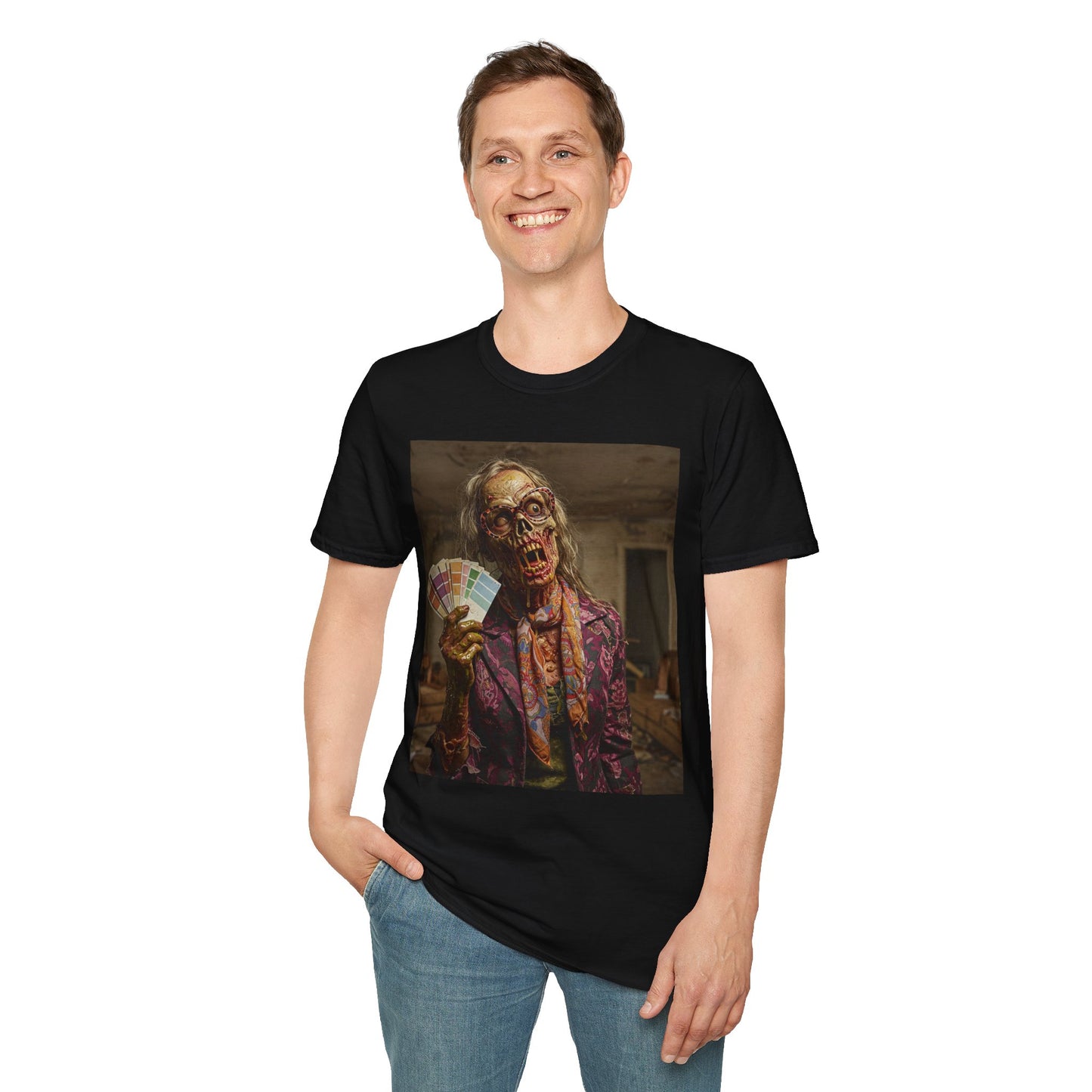 Unisex Softstyle T-Shirt – Retro Skeleton Poker Night Tee