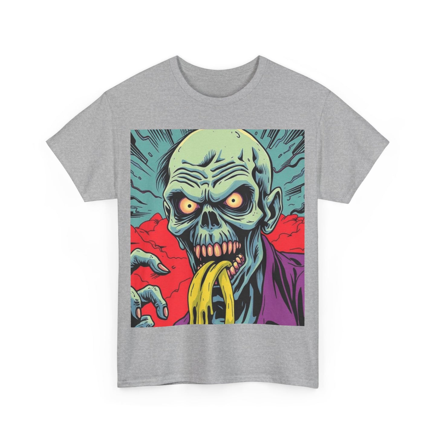 UK - Spooky Zombie Graphic Tee - Unisex Heavy Cotton T-Shirt for Halloween and Casual Wear