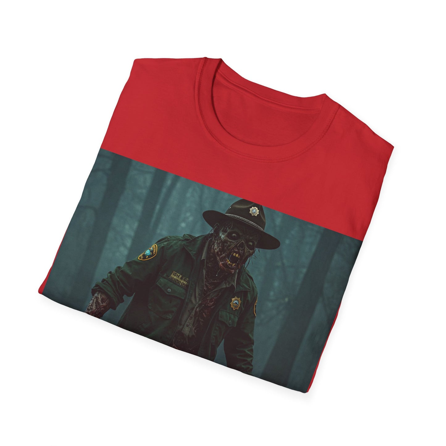 UK - Creepy Forest Ranger Unisex Softstyle T-Shirt - Perfect for Halloween & Horror Fans