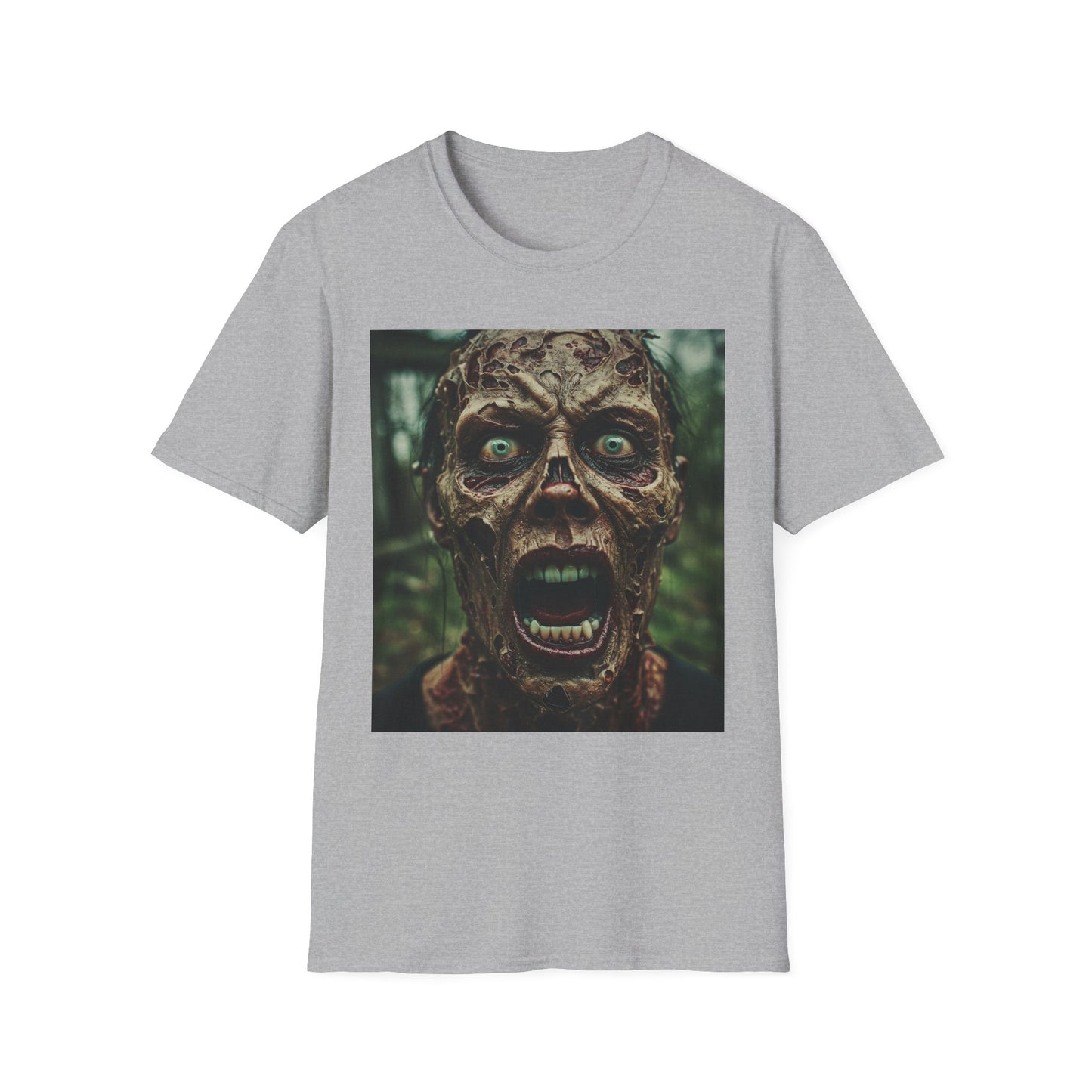 Apocalyptic Portrait Tee, bold, decaying zombie graphic