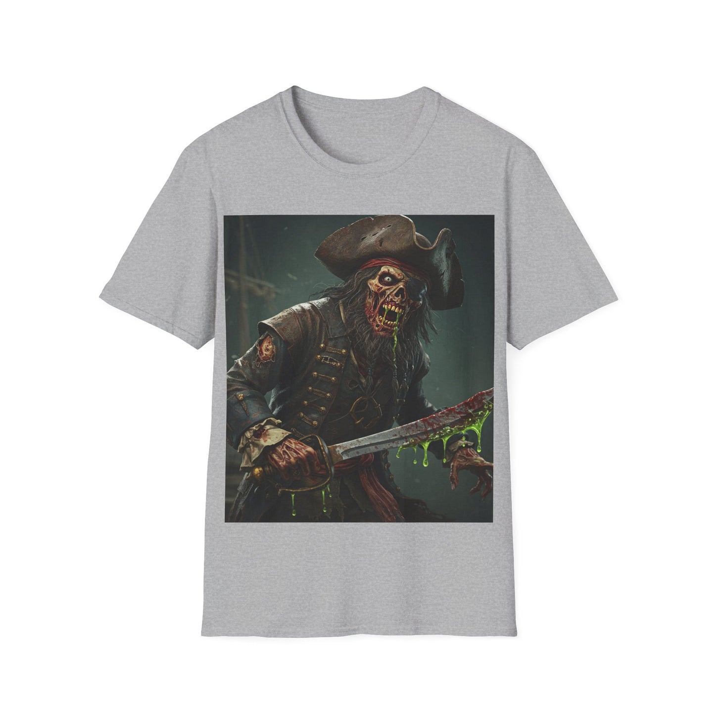 UK - Zombie Pirate Graphic Unisex T-Shirt - Perfect for Halloween and Casual Wear