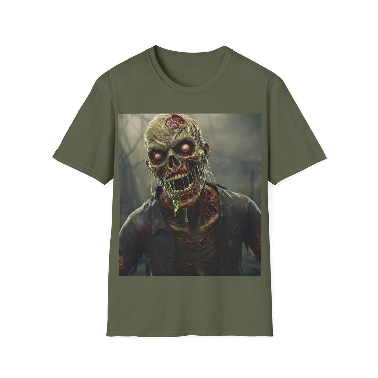 UK - Unisex Softstyle Zombie Graphic T-Shirt - Perfect for Halloween and Horror Fans