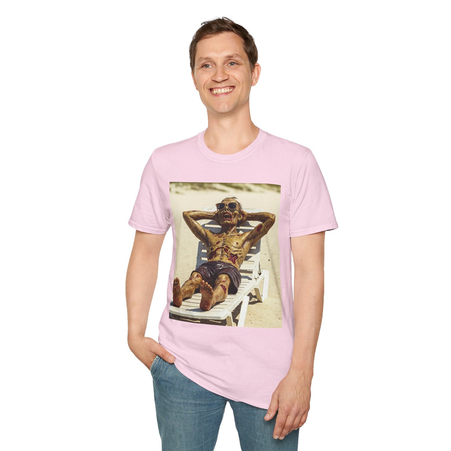 Chillin' Skeleton Unisex Softstyle T-Shirt - Perfect for Halloween & Casual Wear