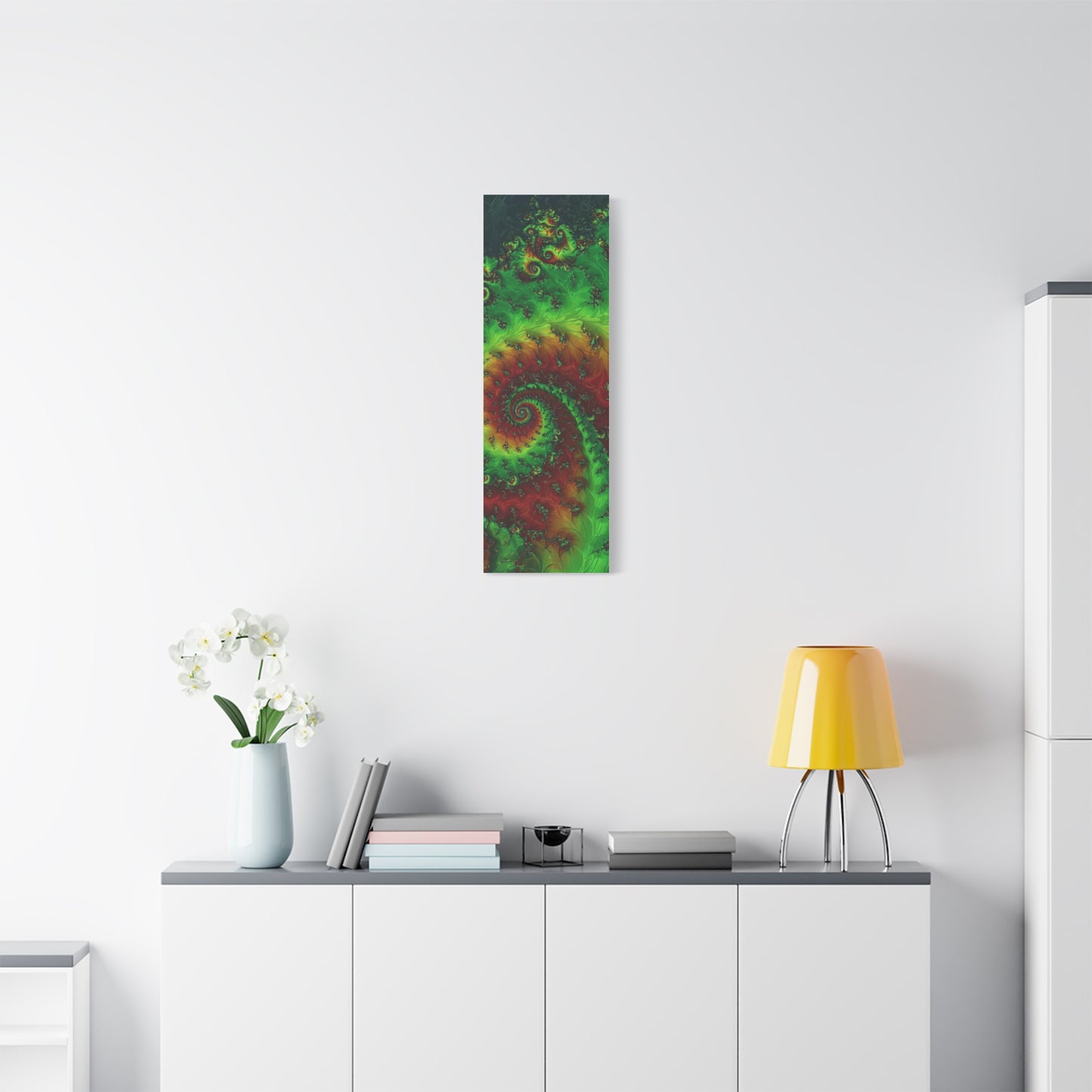 Vibrant Fractal Art Canvas - Green and Red Abstract Wall Decor