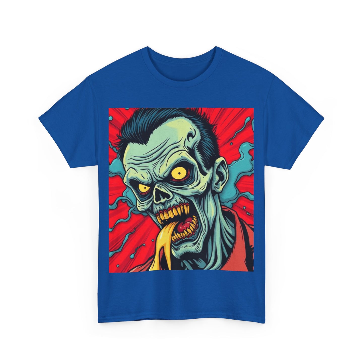 UK - Zombie Art Unisex Heavy Cotton Tee - Retro Horror Graphic Shirt