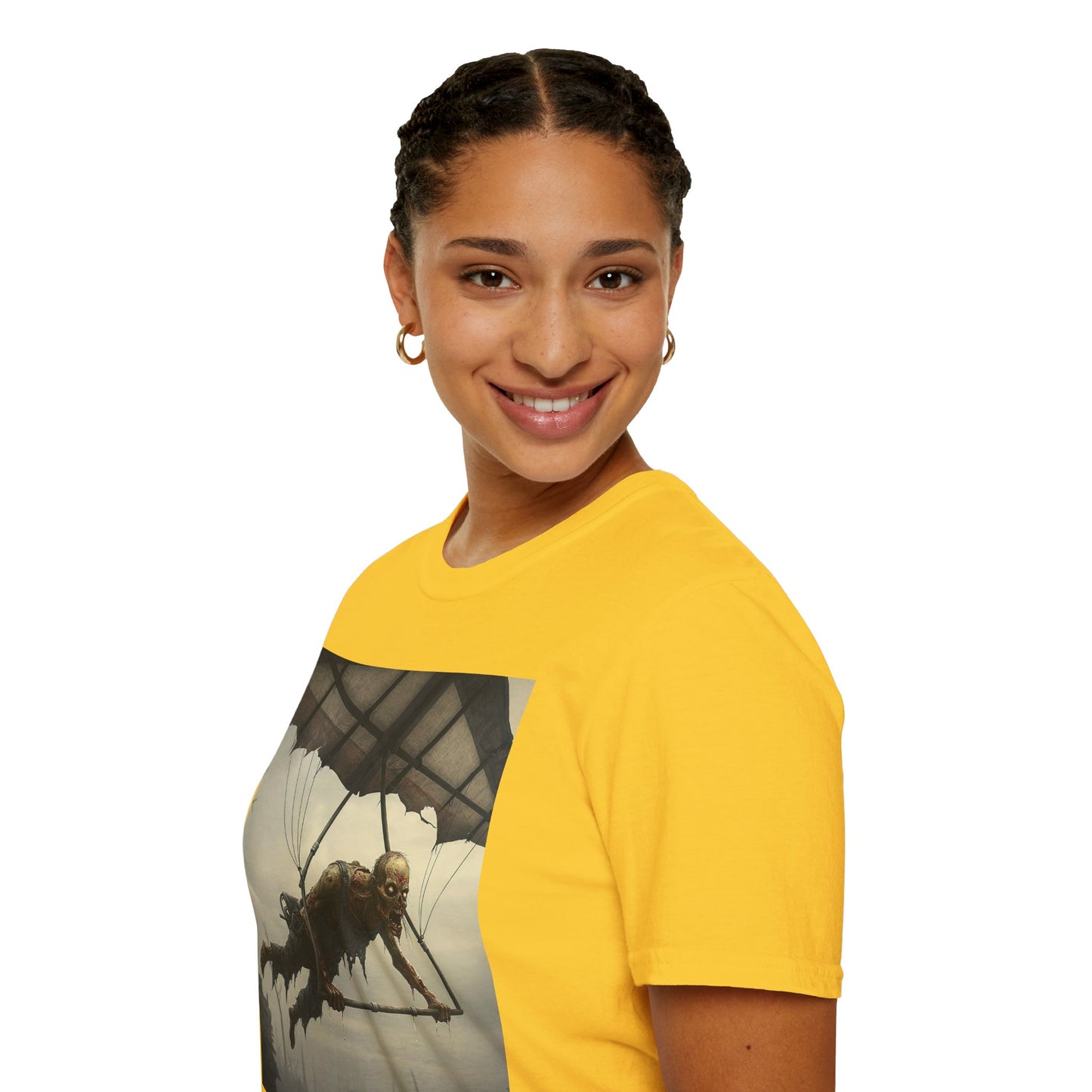 Zombie Parachute Unisex Softstyle T-Shirt - Perfect for Halloween and Horror Fans