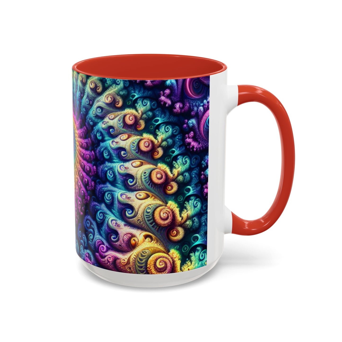 Colorful Spiral Accent Coffee Mug - 11 & 15oz - Ideal for Home & Gifts