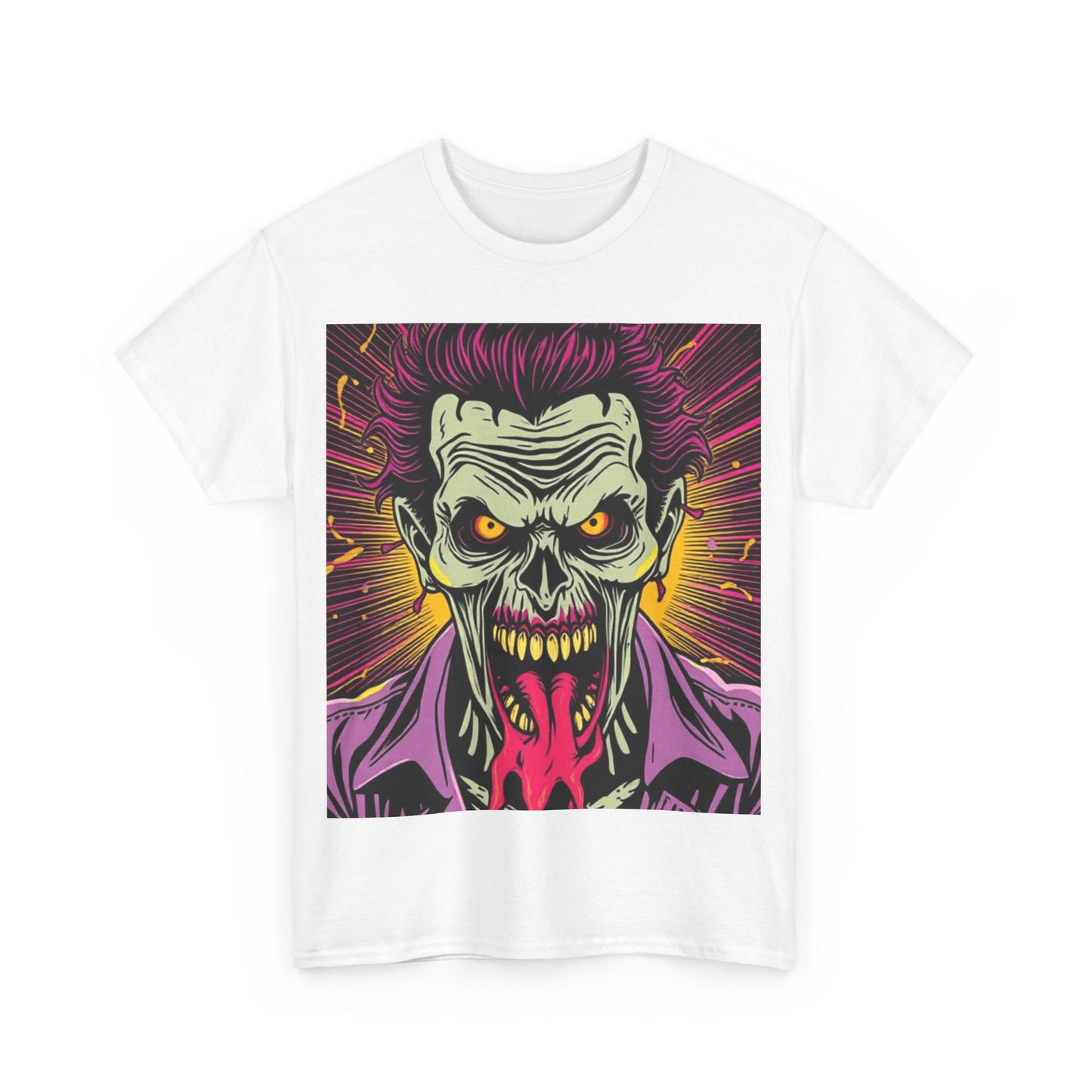 UK - Unisex Heavy Cotton Tee - Vibrant Zombie Joker Graphic Tee