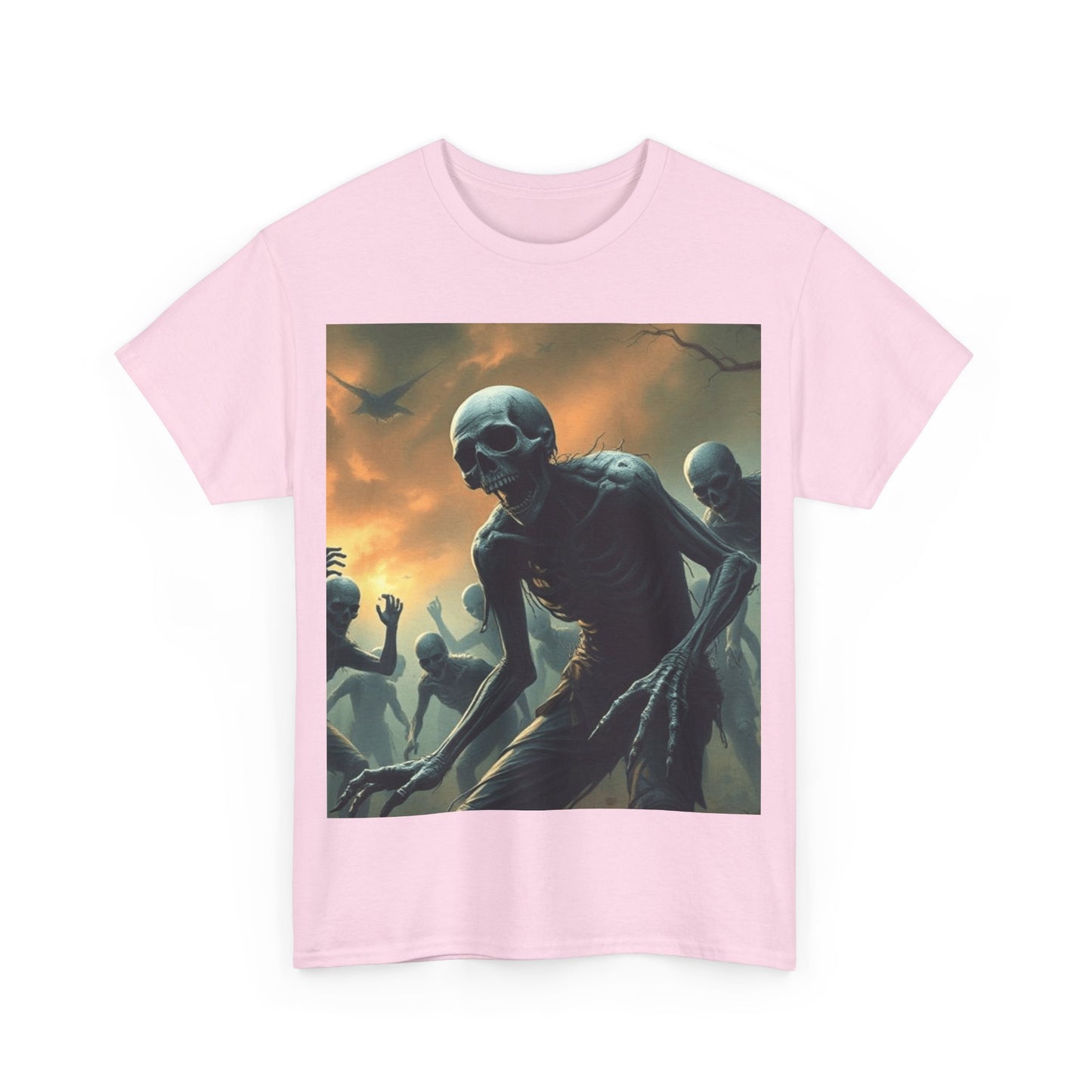 UK - Unisex Heavy Cotton Tee - Eerie Skeleton Design for Halloween Enthusiasts