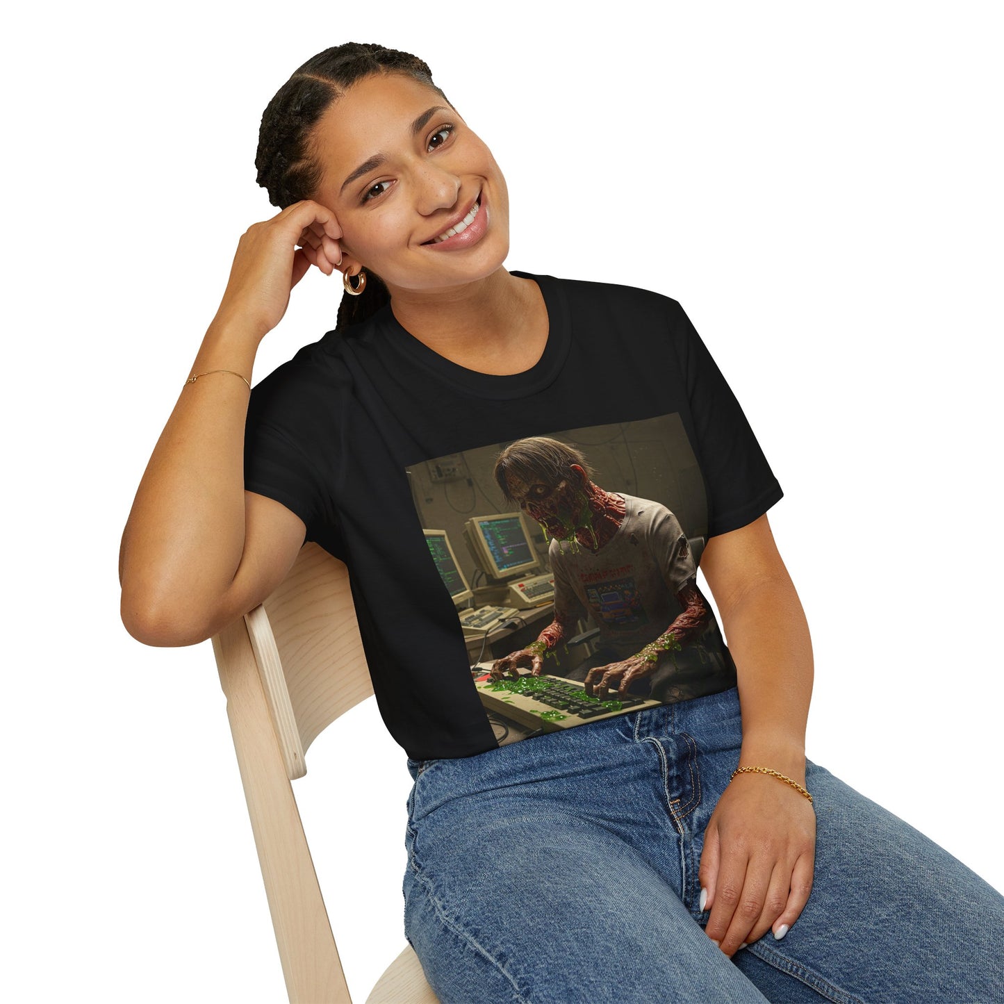 Zombie Hacker Unisex Softstyle T-Shirt - Retro Gaming Vibe