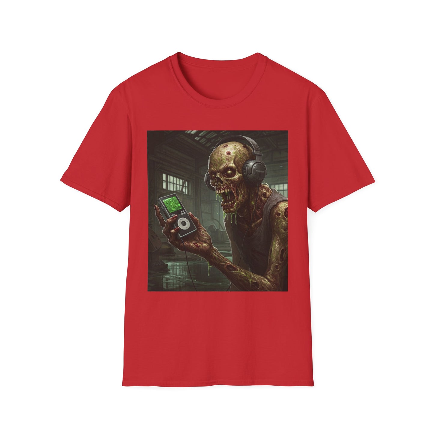 Zombie Listening to Music Unisex Softstyle T-Shirt