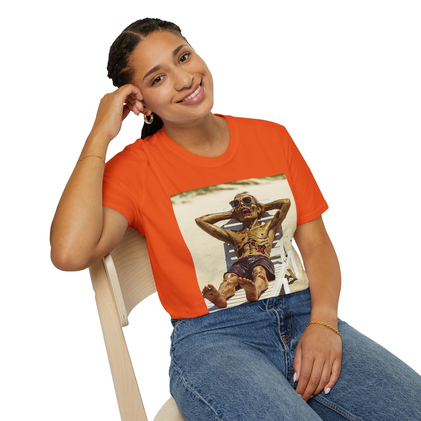 Chillin' Skeleton Unisex Softstyle T-Shirt - Perfect for Halloween & Casual Wear