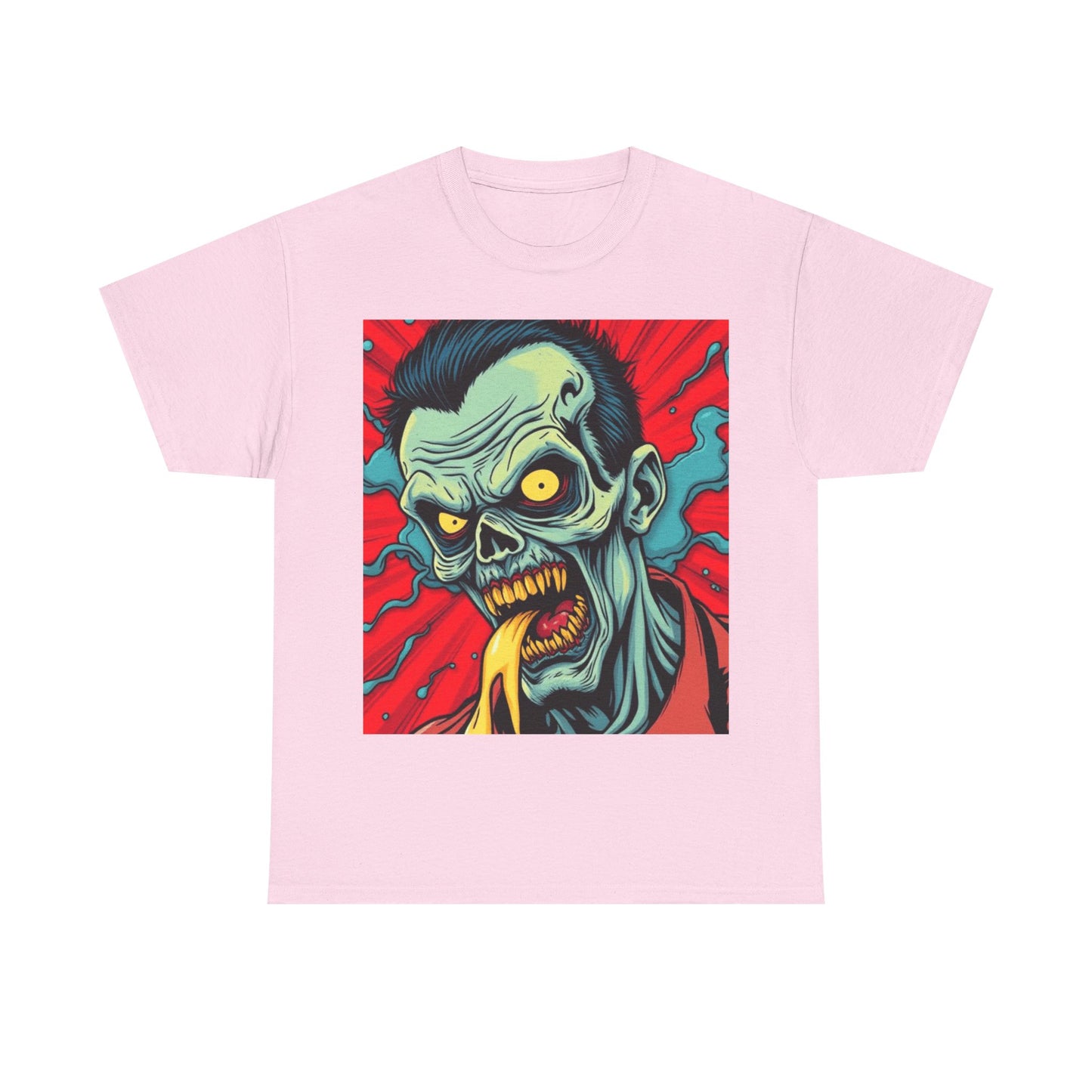 UK - Zombie Art Unisex Heavy Cotton Tee - Retro Horror Graphic Shirt