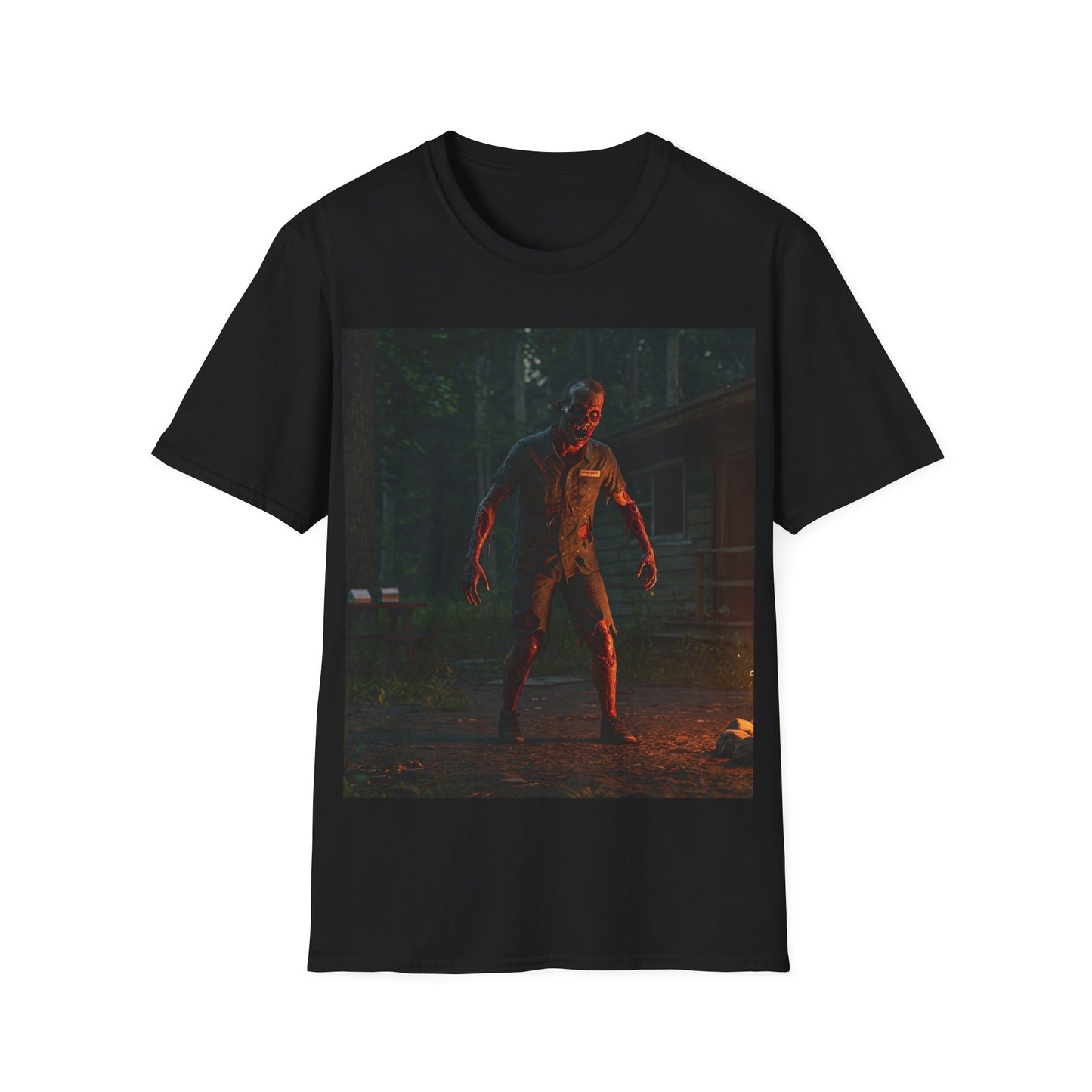 UK - Horror-Themed Unisex Softstyle T-Shirt - Creepy Zombie Design