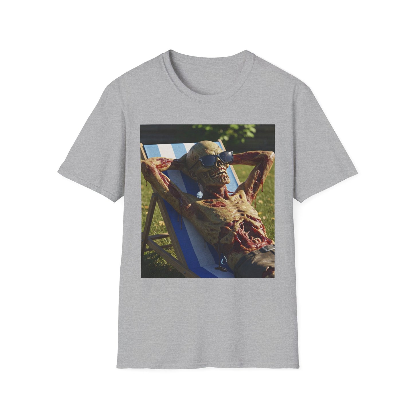 Chillin' Skeleton Unisex Softstyle T-Shirt - Casual Halloween Vibe