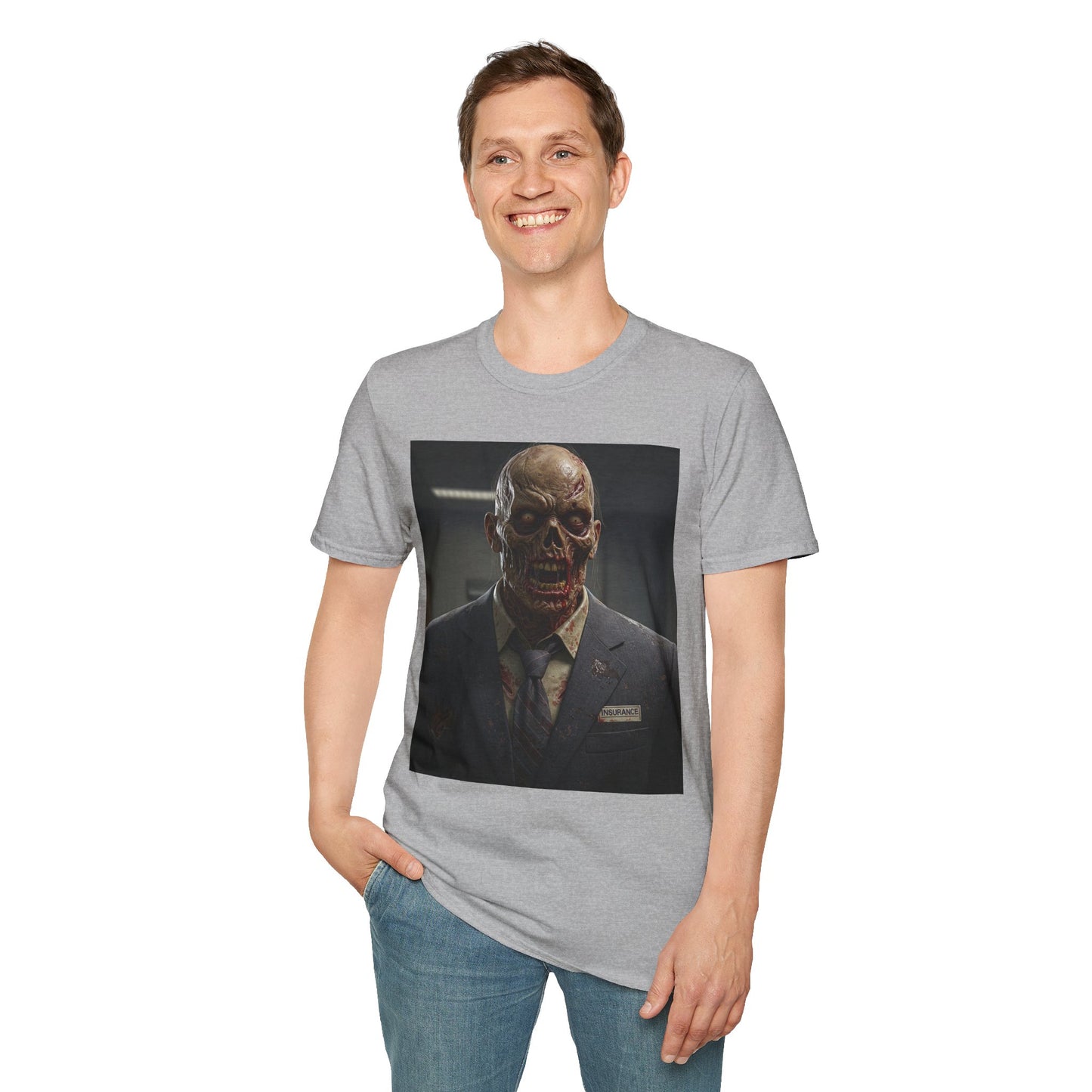 Creepy Zombie Businessman Unisex Softstyle T-Shirt