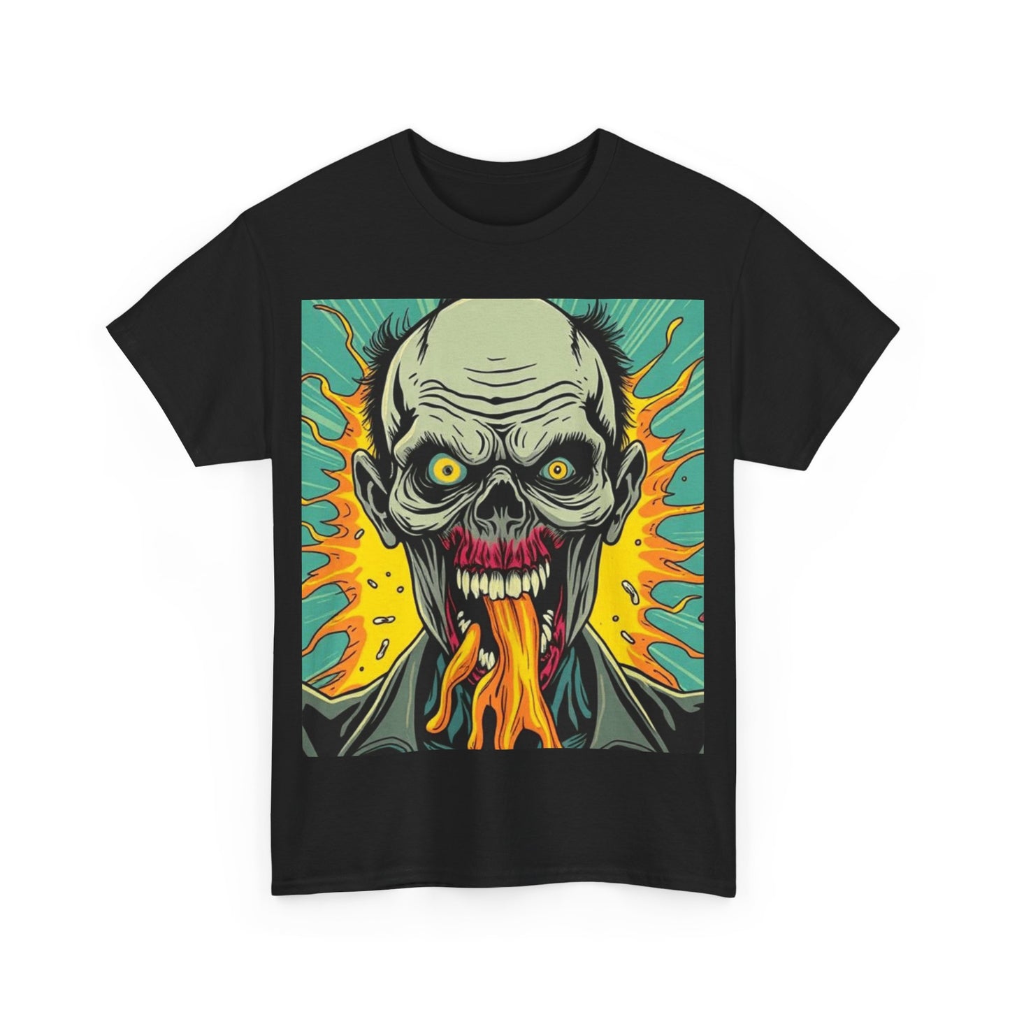 UK - Unisex Heavy Cotton Tee - Fiery Skull Graphic Shirt