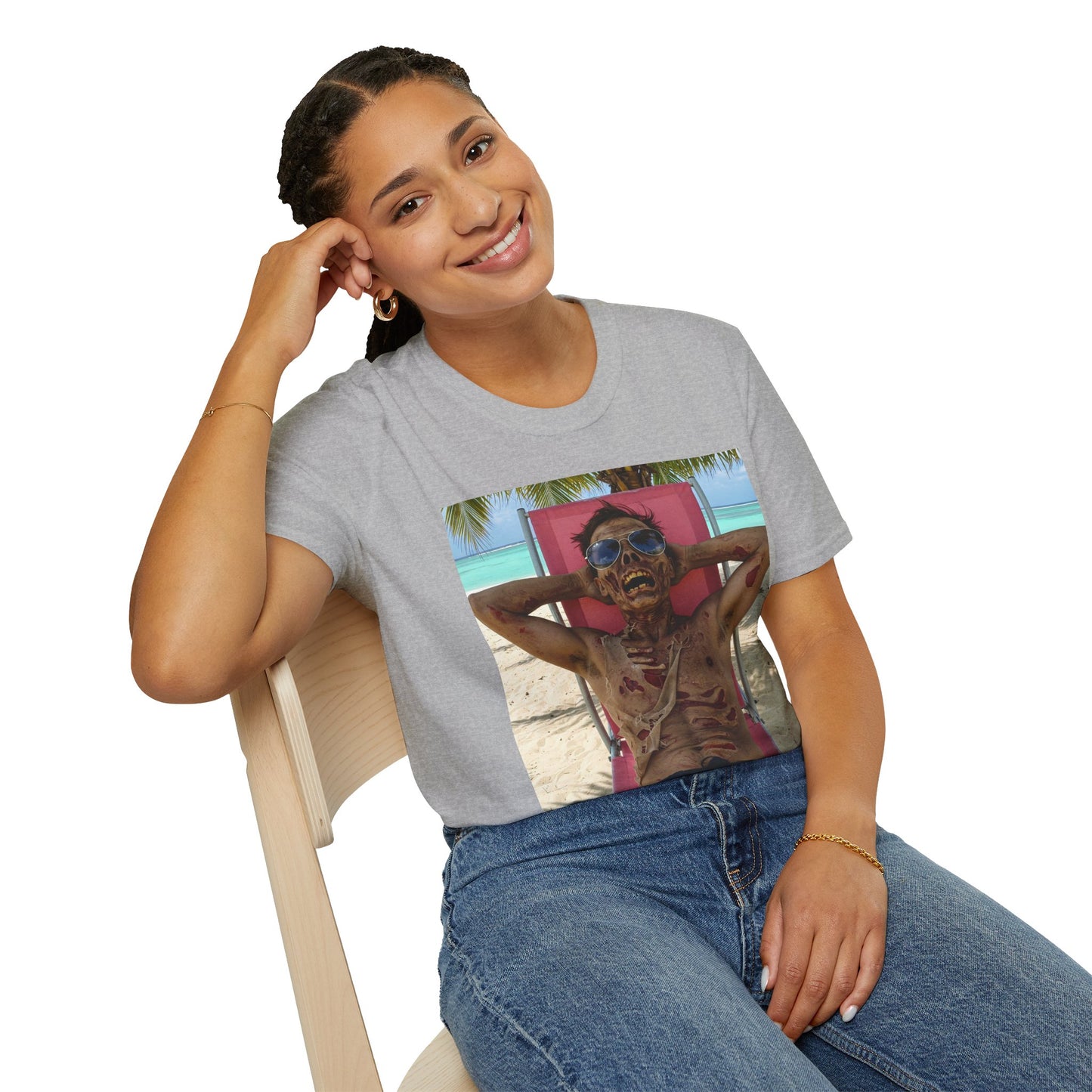 Chill Zombie Unisex Softstyle T-Shirt - Perfect for Beach Days & Halloween
