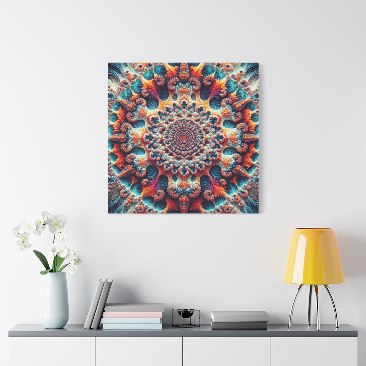 Vibrant Fractal Art Canvas – Stunning Stretched Wall Decor for Home or Office