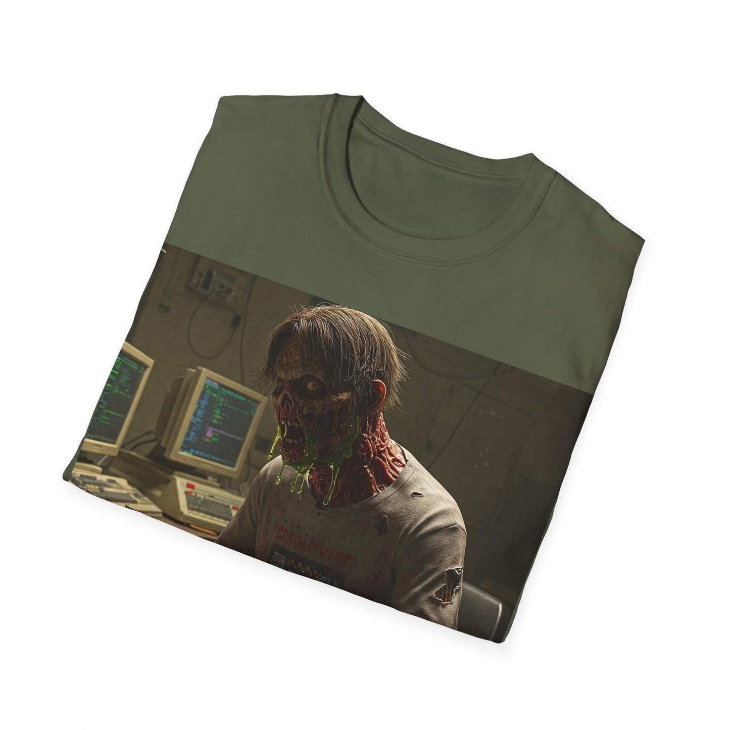 UK - Zombie Hacker Unisex Softstyle T-Shirt - Retro Gaming Vibe