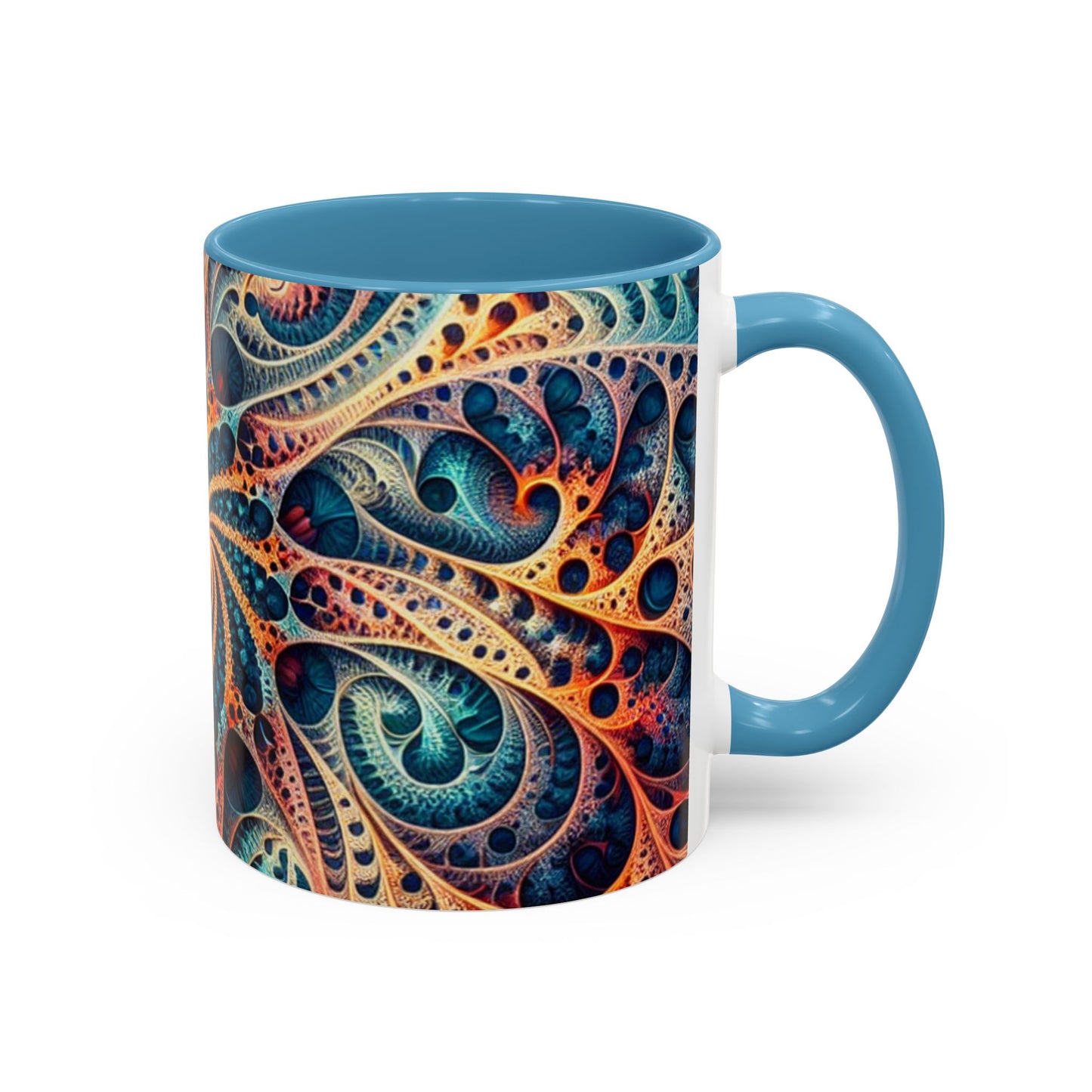 Colorful Swirl Accent Coffee Mug - 11oz & 15oz Ceramic Cup for Coffee Lovers
