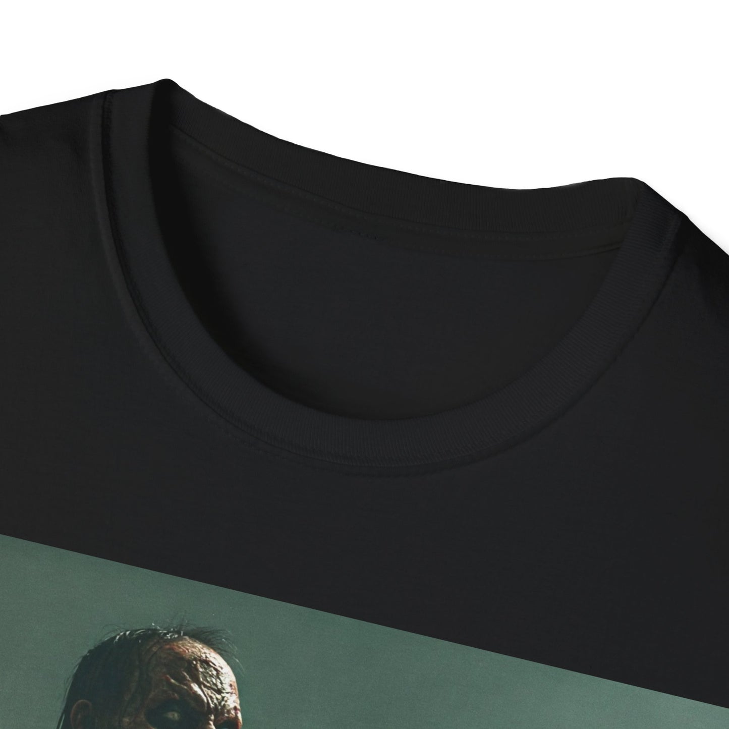 UK - Zombie Jazz Musician Apocalyptic Portrait Tee, bold, decaying zombie graphic