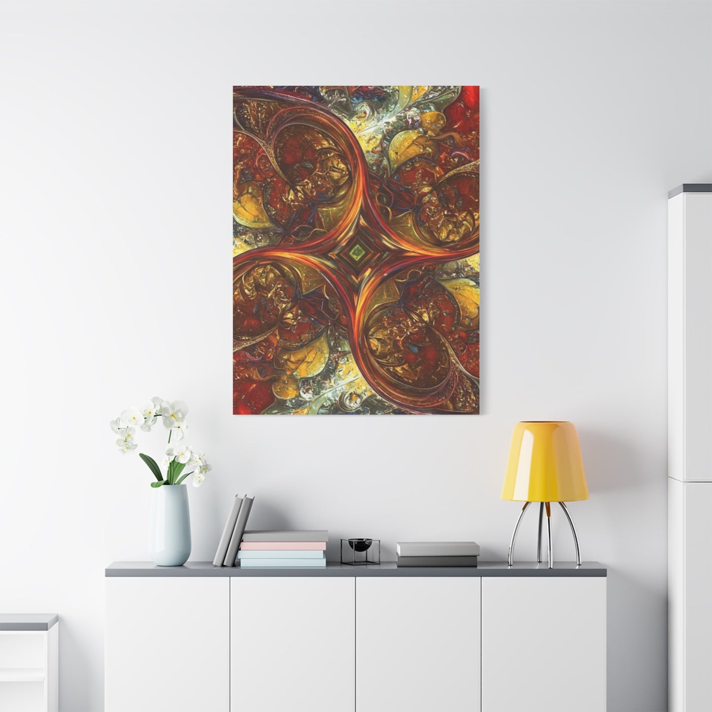 Abstract Art Matte Canvas Wall Decor - Vibrant Fractal Design, Colorful Home Accent