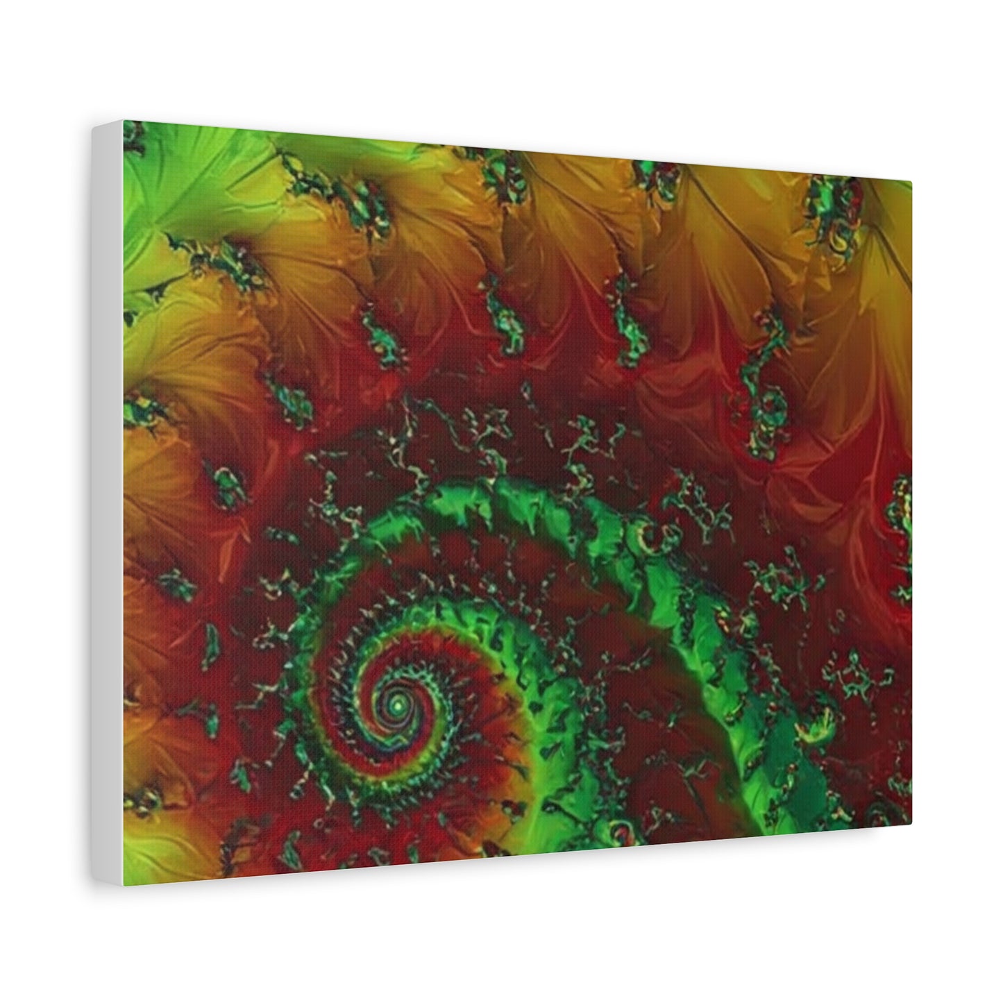 Vibrant Fractal Art Canvas - Green and Red Abstract Wall Decor