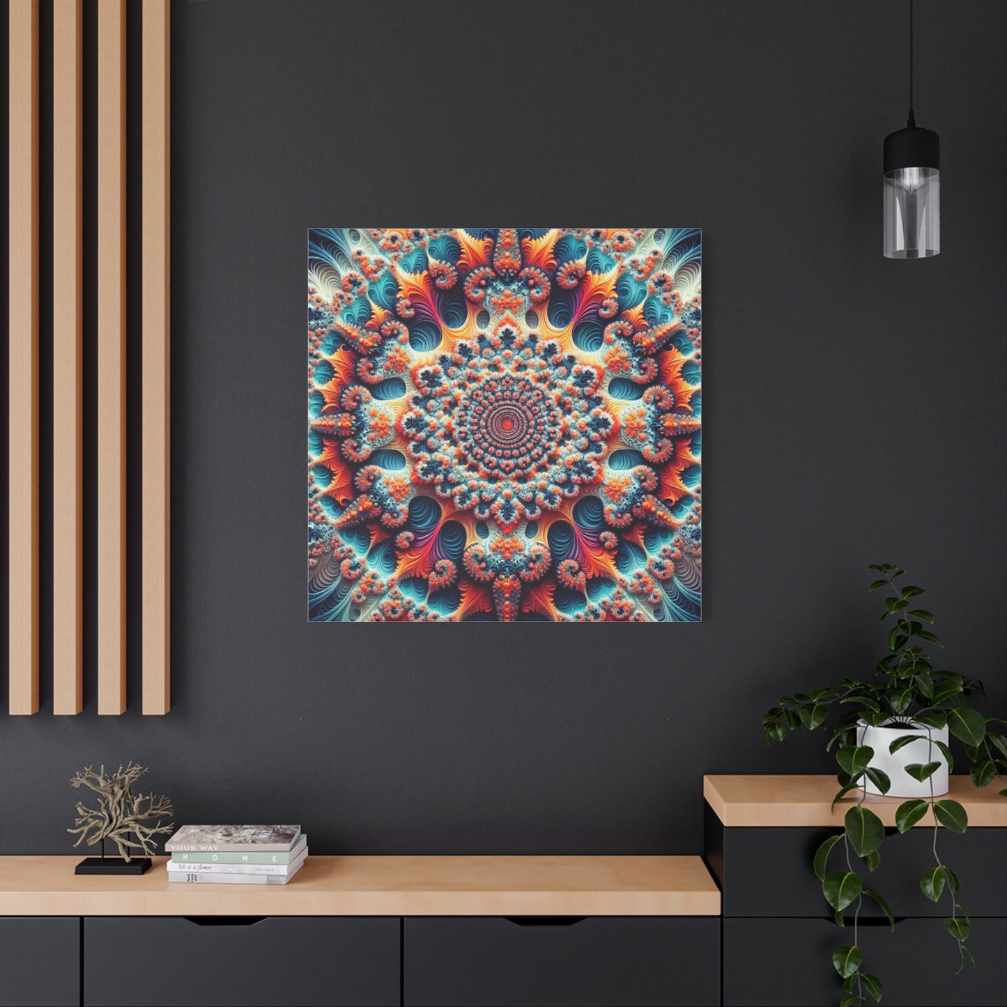 Vibrant Fractal Art Canvas – Stunning Stretched Wall Decor for Home or Office